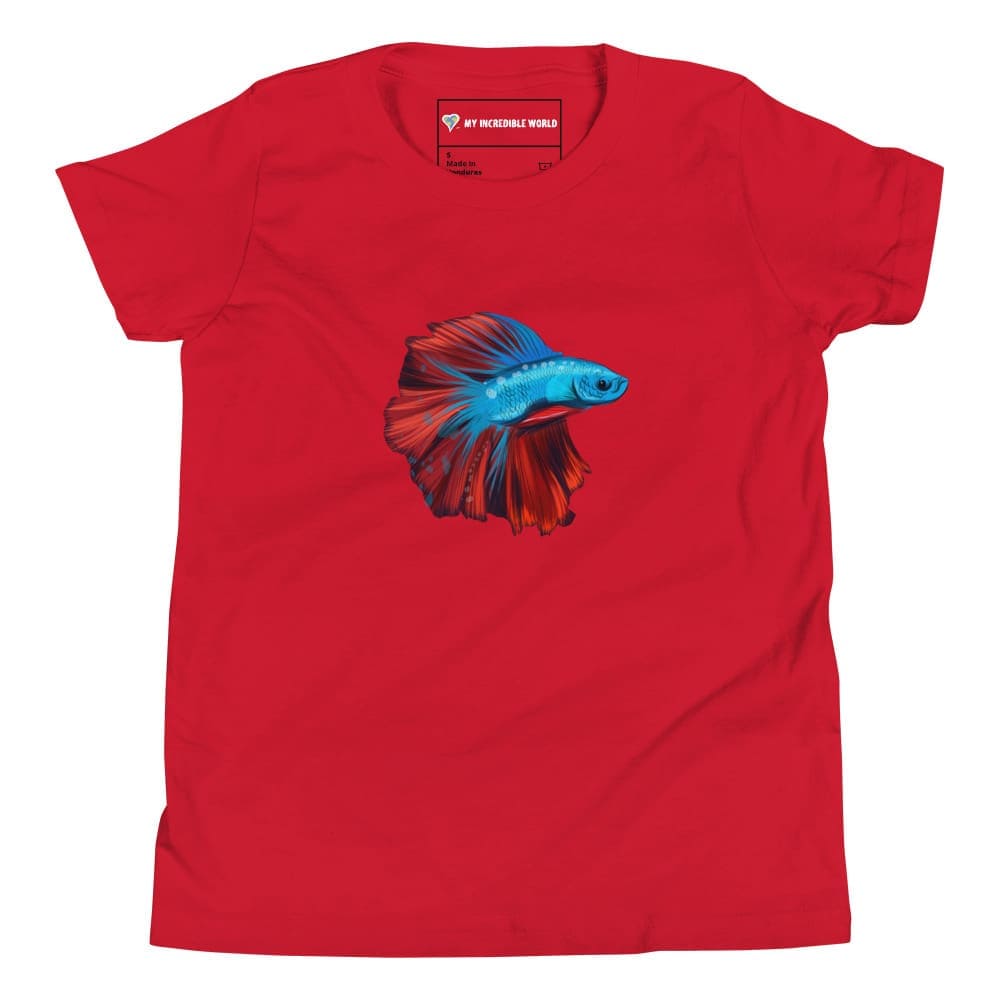 "Watercolor Betta" Betta Fish T-Shirt (Youth/Kids) Red / S