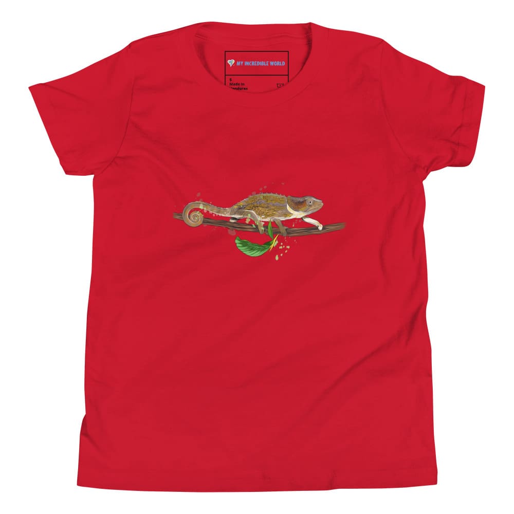 "Watercolor Chameleon" Chameleon T-Shirt (Youth/Kids) Red / S