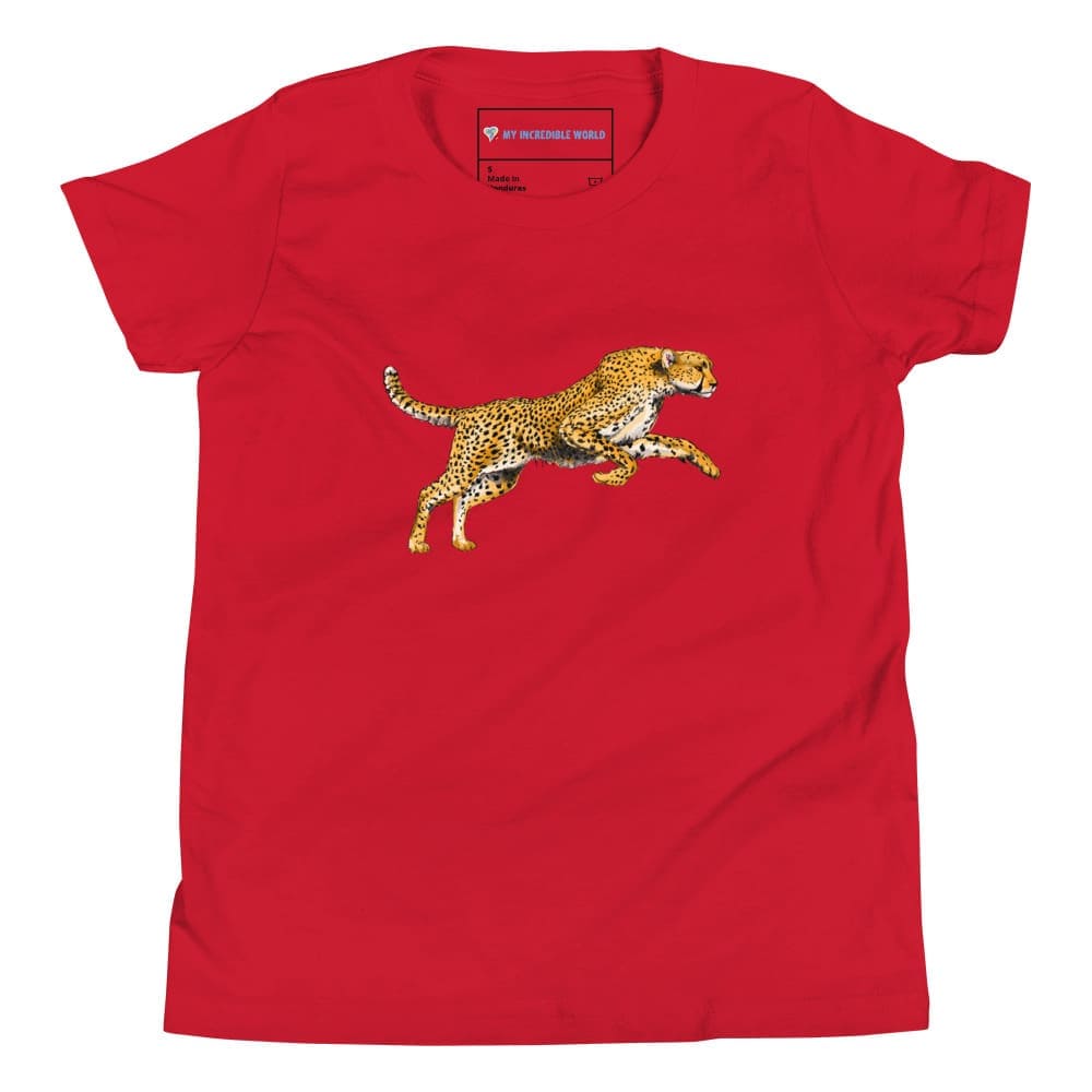 "Watercolor Cheetah" Cheetah T-Shirt (Youth/Kids) Red / S