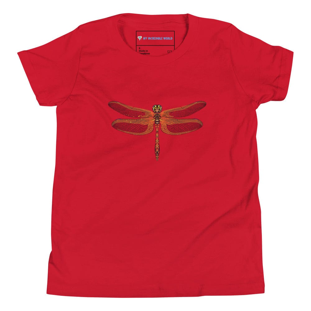 "Watercolor Dragonfly" Dragonfly T-Shirt (Youth/Kids) Red / S