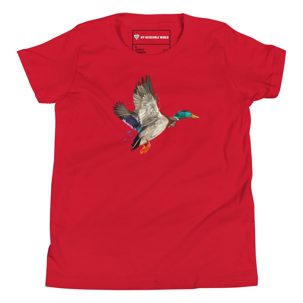 "Watercolor Duck" Mallard Duck T-Shirt (Youth/Kids) Red / S