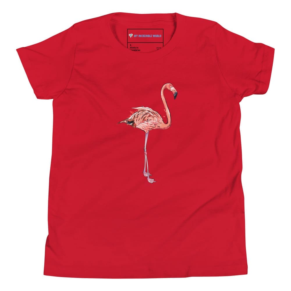 "Watercolor Flamingo" Flamingo T-Shirt (Youth/Kids) Red / S