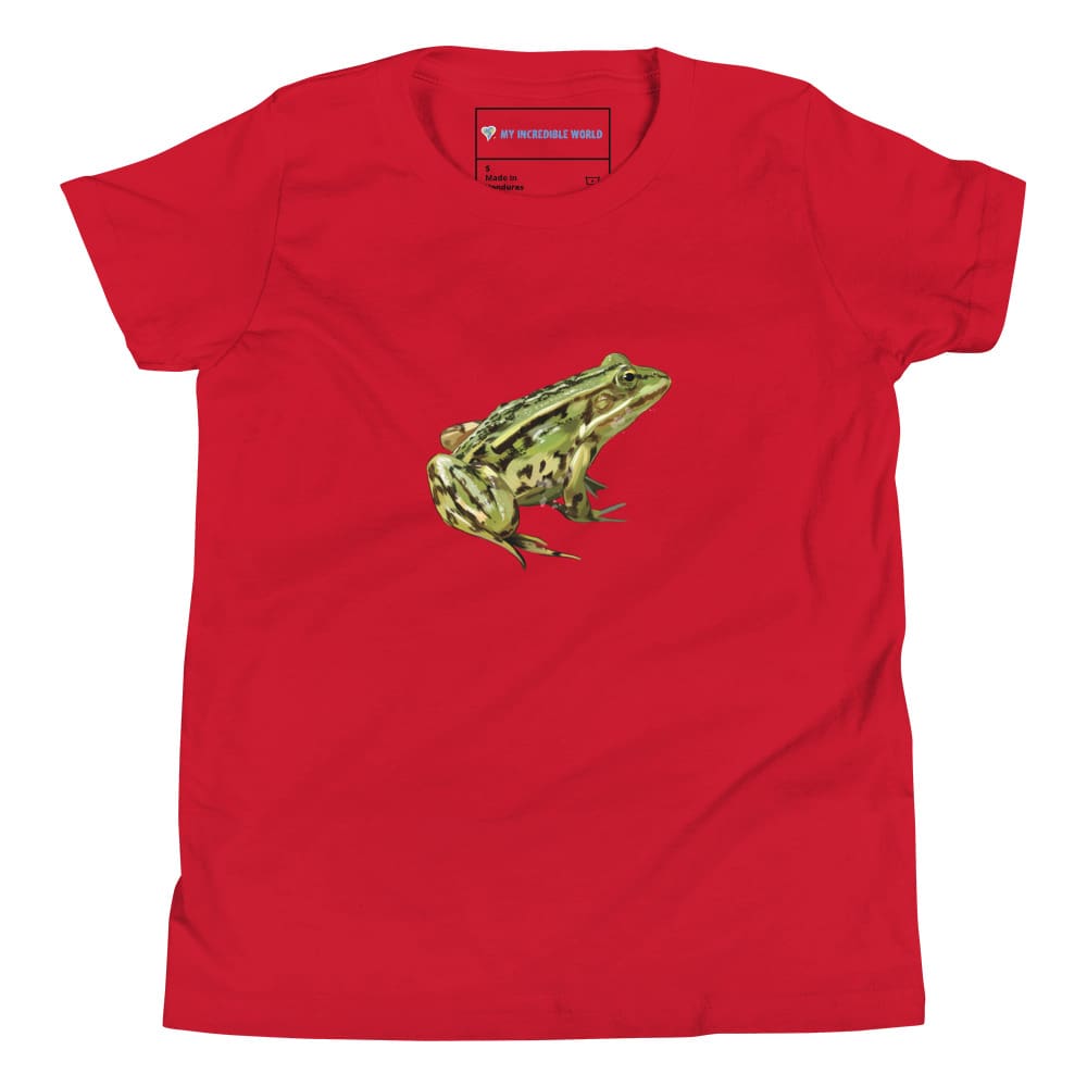 "Watercolor Frog" Frog T-Shirt (Youth/Kids Unisex) Red / S