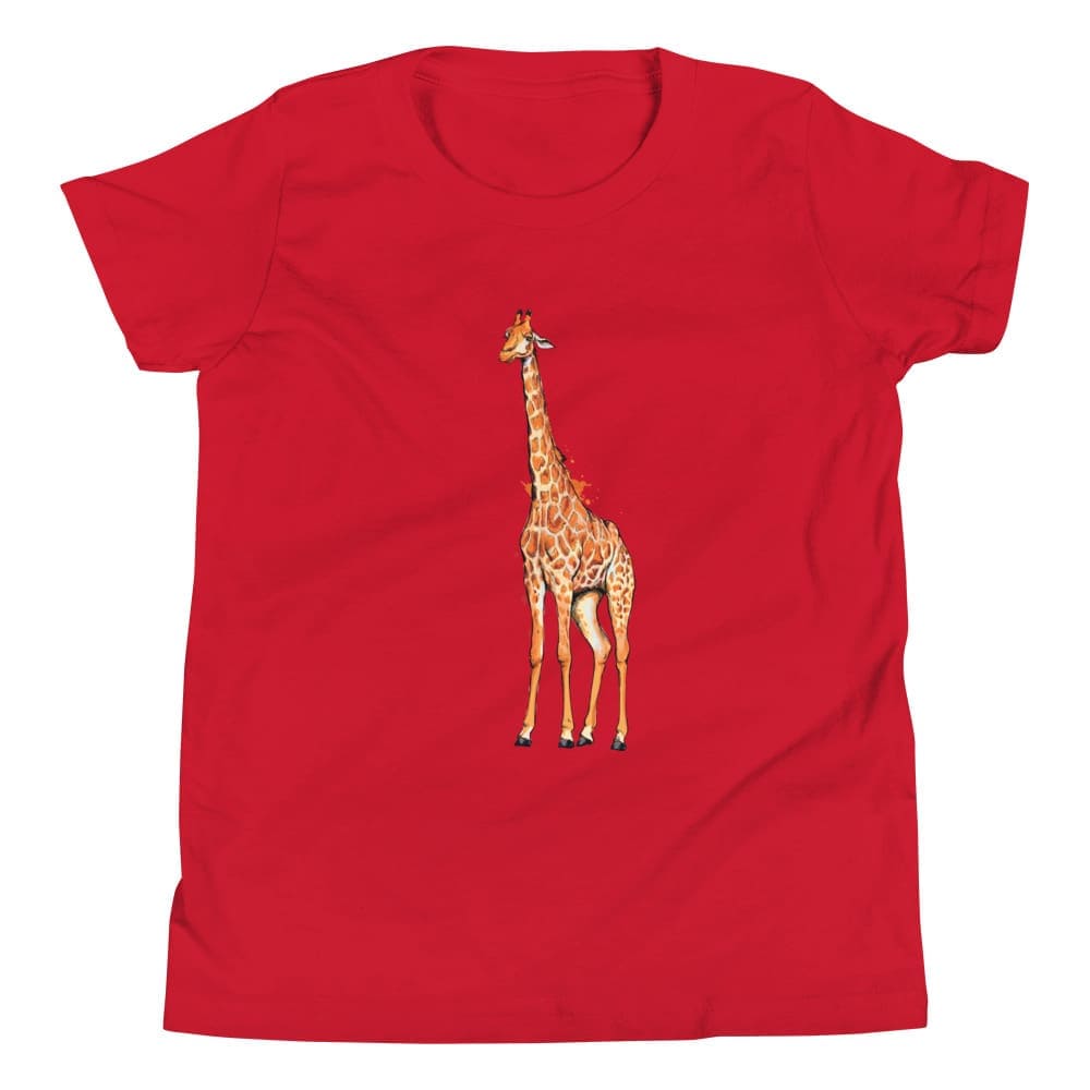 "Watercolor Giraffe" Giraffe T-Shirt (Youth/Kids) Red / S