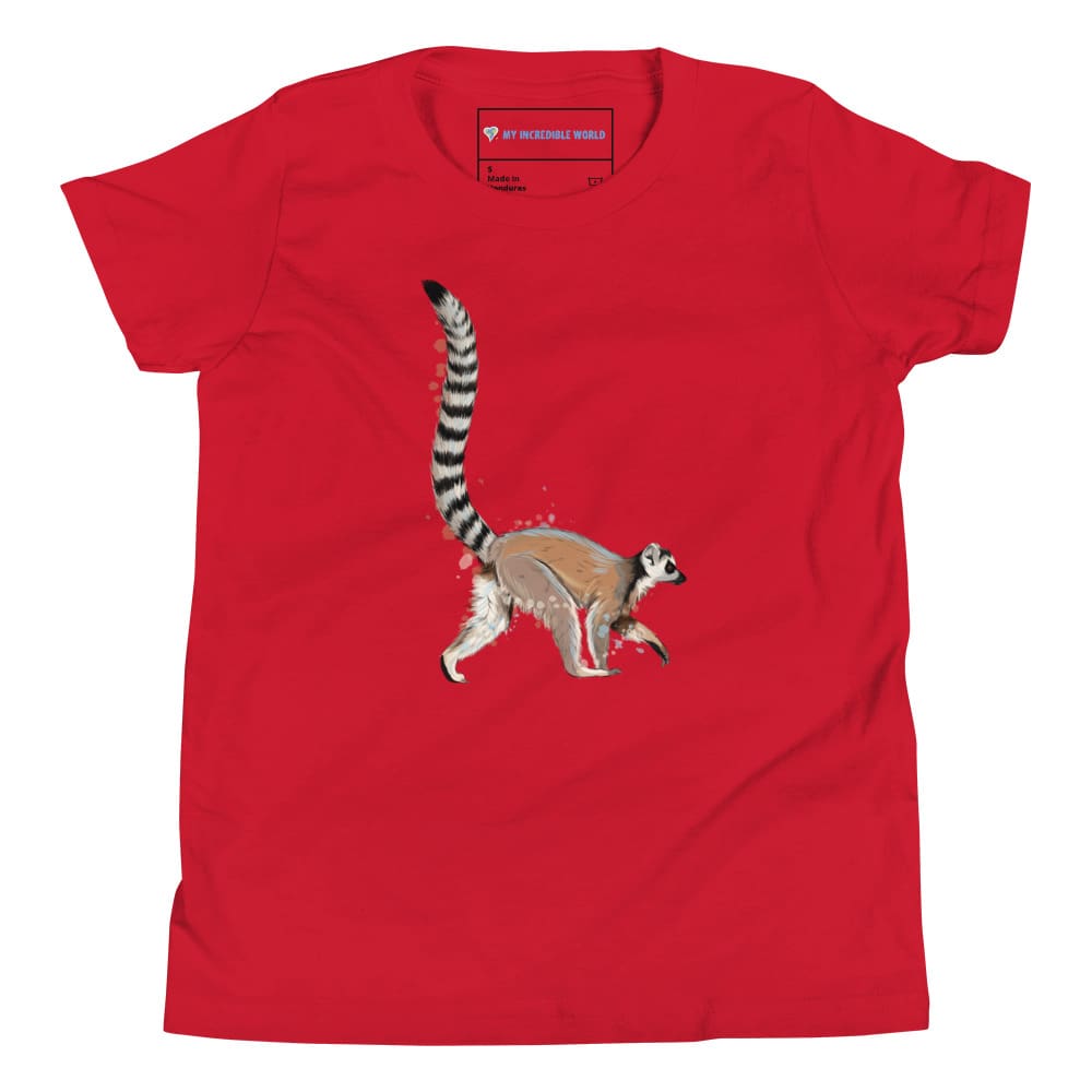 "Watercolor Lemur" Lemur T-Shirt (Youth/Kids) Red / S