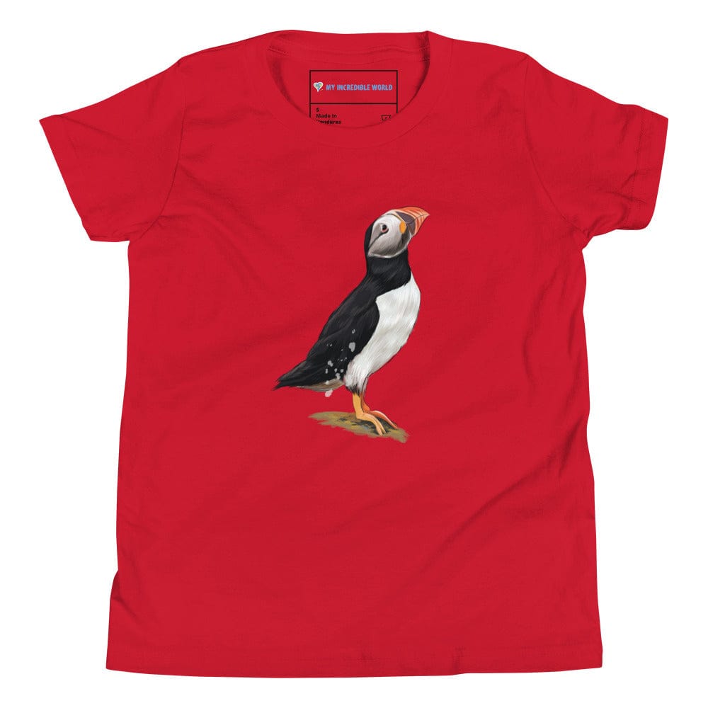 "Watercolor Puffin" Puffin T-Shirt (Youth/Kids) Red / S