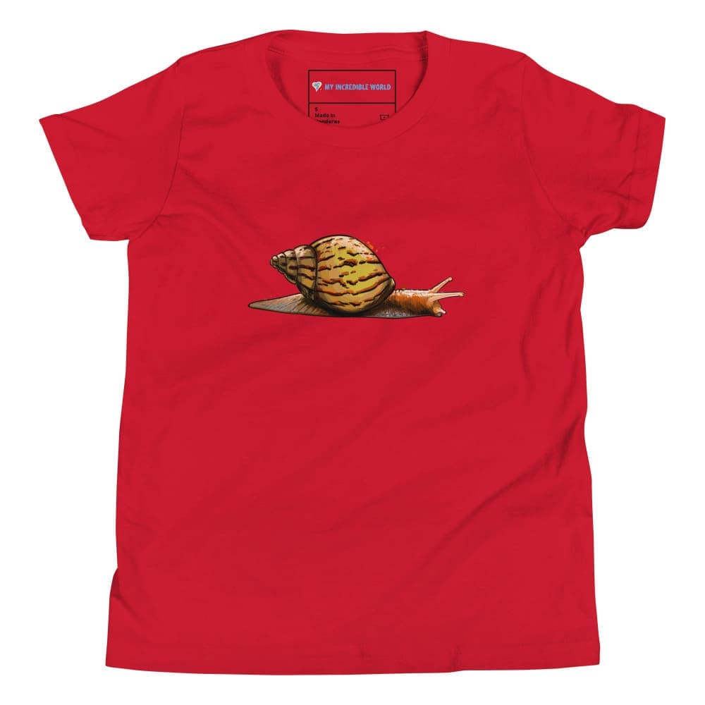 "Watercolor Snail" Snail T-Shirt (Youth/Kids) Red / S