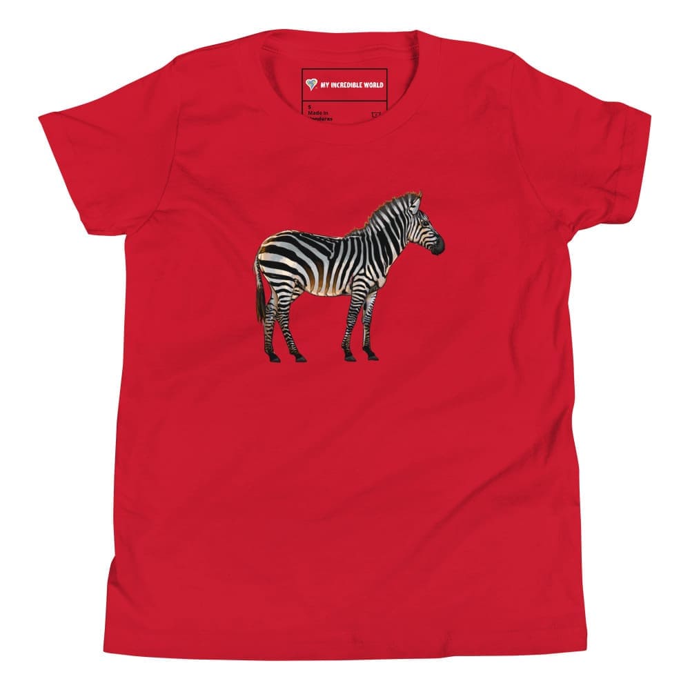 "Watercolor Zebra" Zebra T-Shirt (Youth/Kids) Red / S