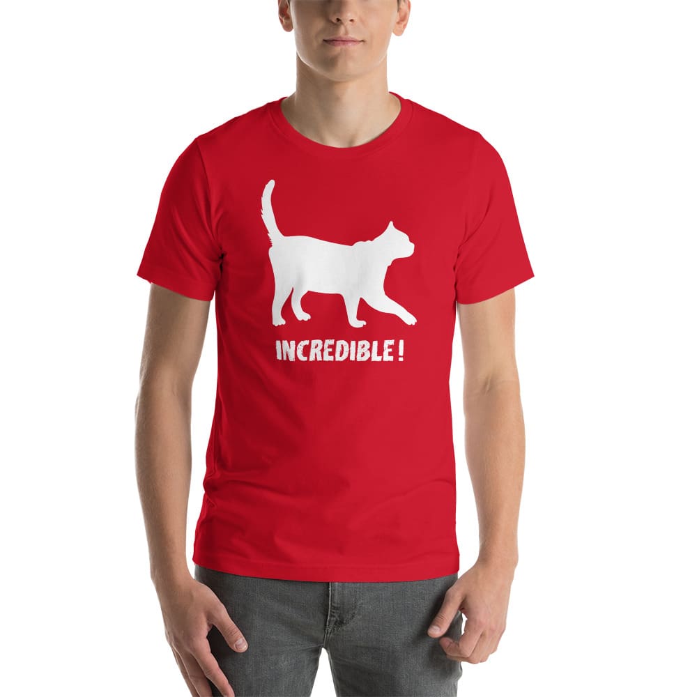 "Cats Are Incredible" Cat T-Shirt - White Print (Adult Men's/Unisex) Red / XS