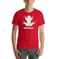 "Frogs Are Incredible" Frog T-Shirt - White Print (Adult Unisex/Men's) Red / XS