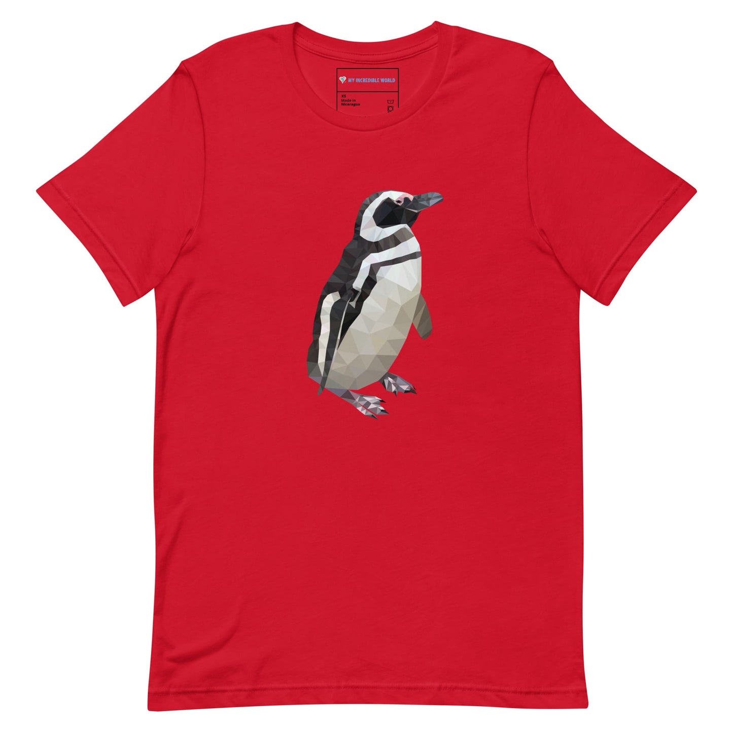 "Low-Poly Penguin" Polygonal Penguin T-Shirt (Adult Unisex) Red / XS