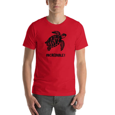 "Sea Turtles Are Incredible" Sea Turtle T-Shirt - Black Print (Adult Unisex / Men's) Red / XS