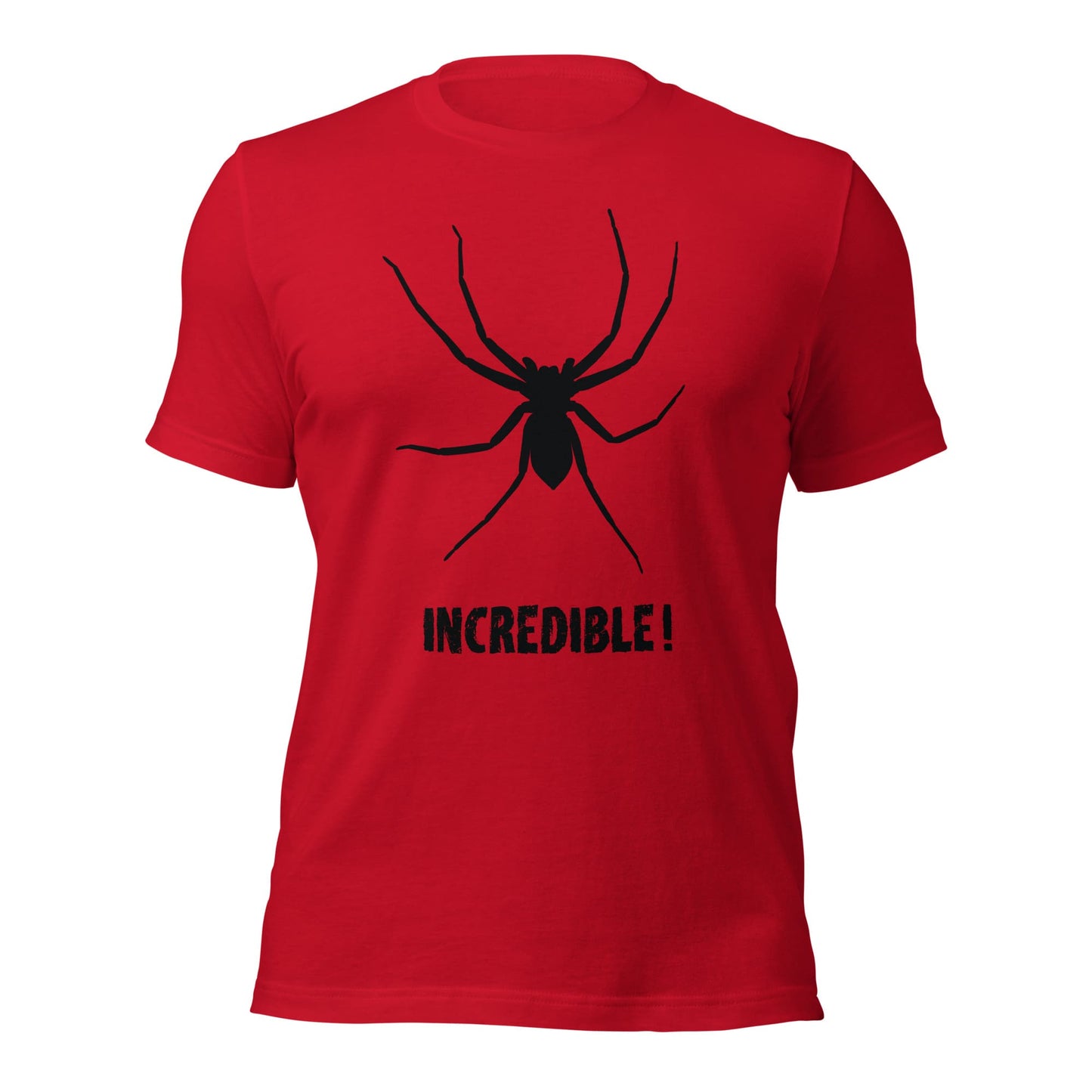 "Spiders are Incredible" Spider T-Shirt - Black Print (Adult Unisex / Men's) Red / XS