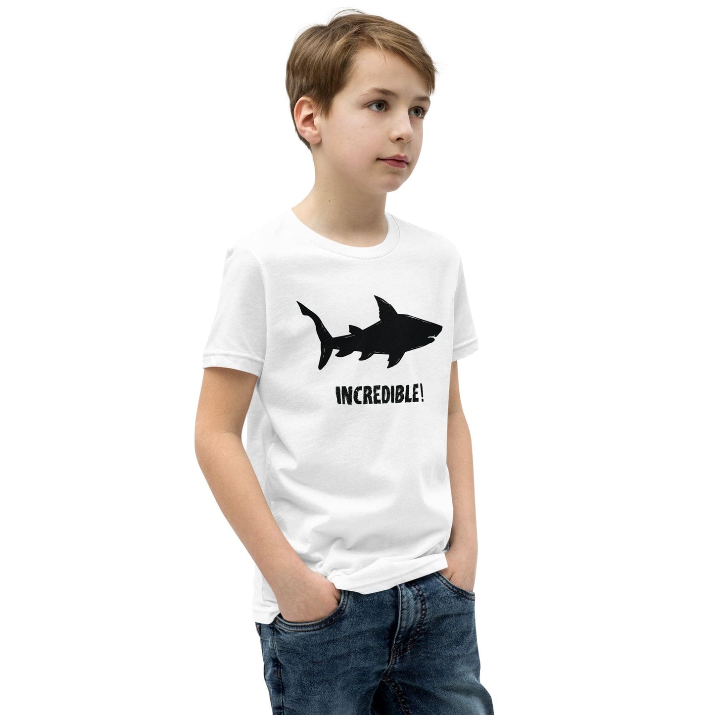 "Sharks Are Incredible!" Shark T-Shirt for Youth/Kids (Black Print)