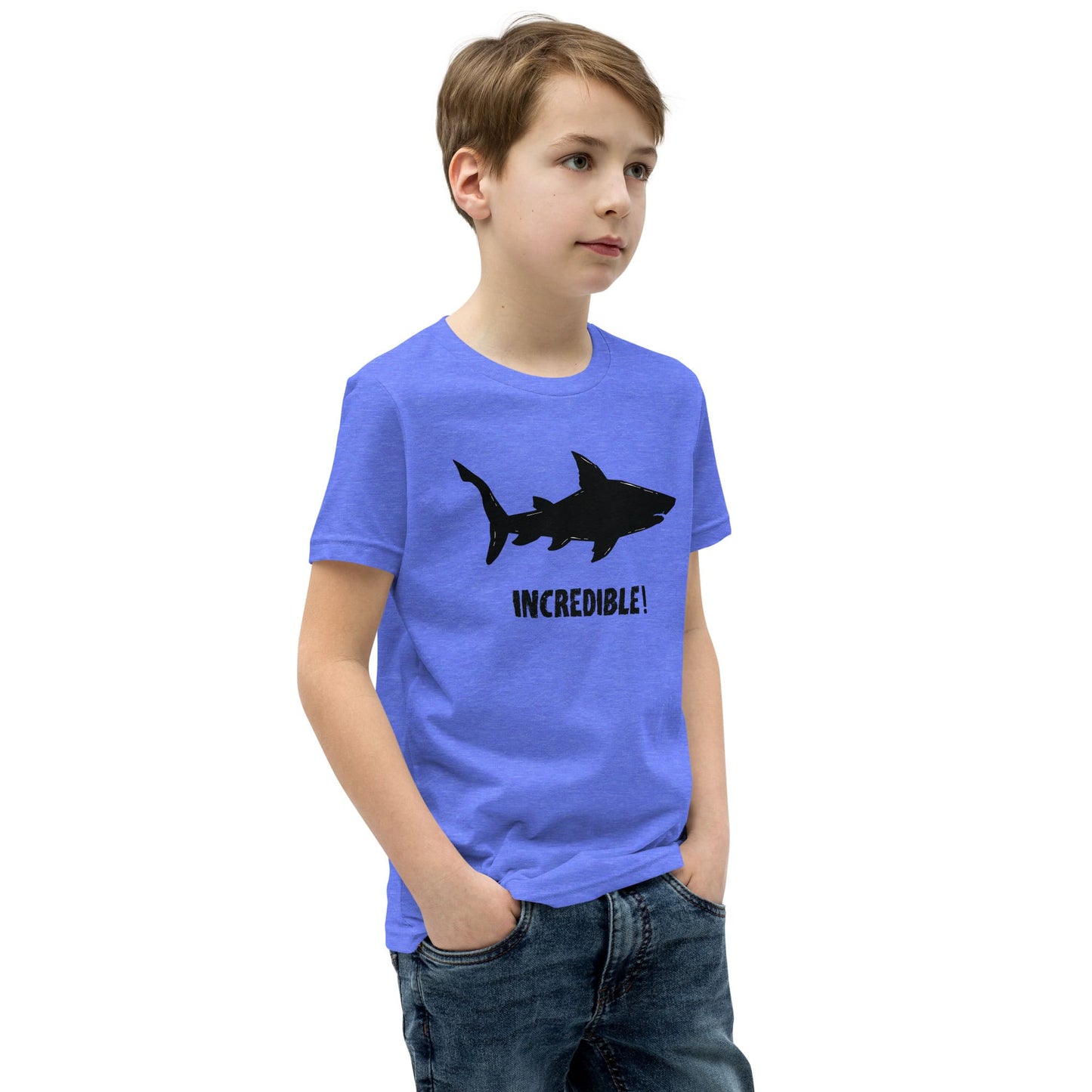 "Sharks Are Incredible!" Shark T-Shirt for Youth/Kids (Black Print)