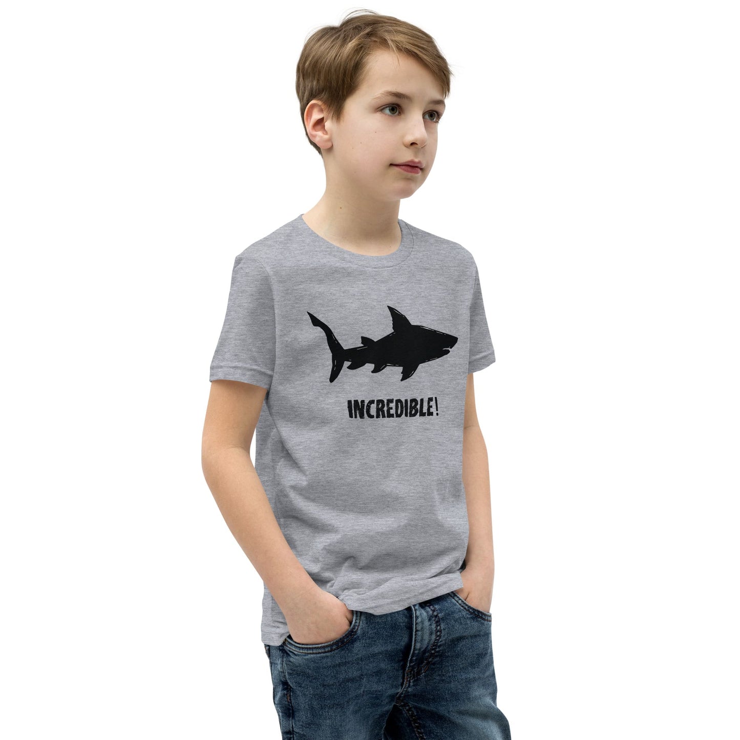 "Sharks Are Incredible!" Shark T-Shirt for Youth/Kids (Black Print)