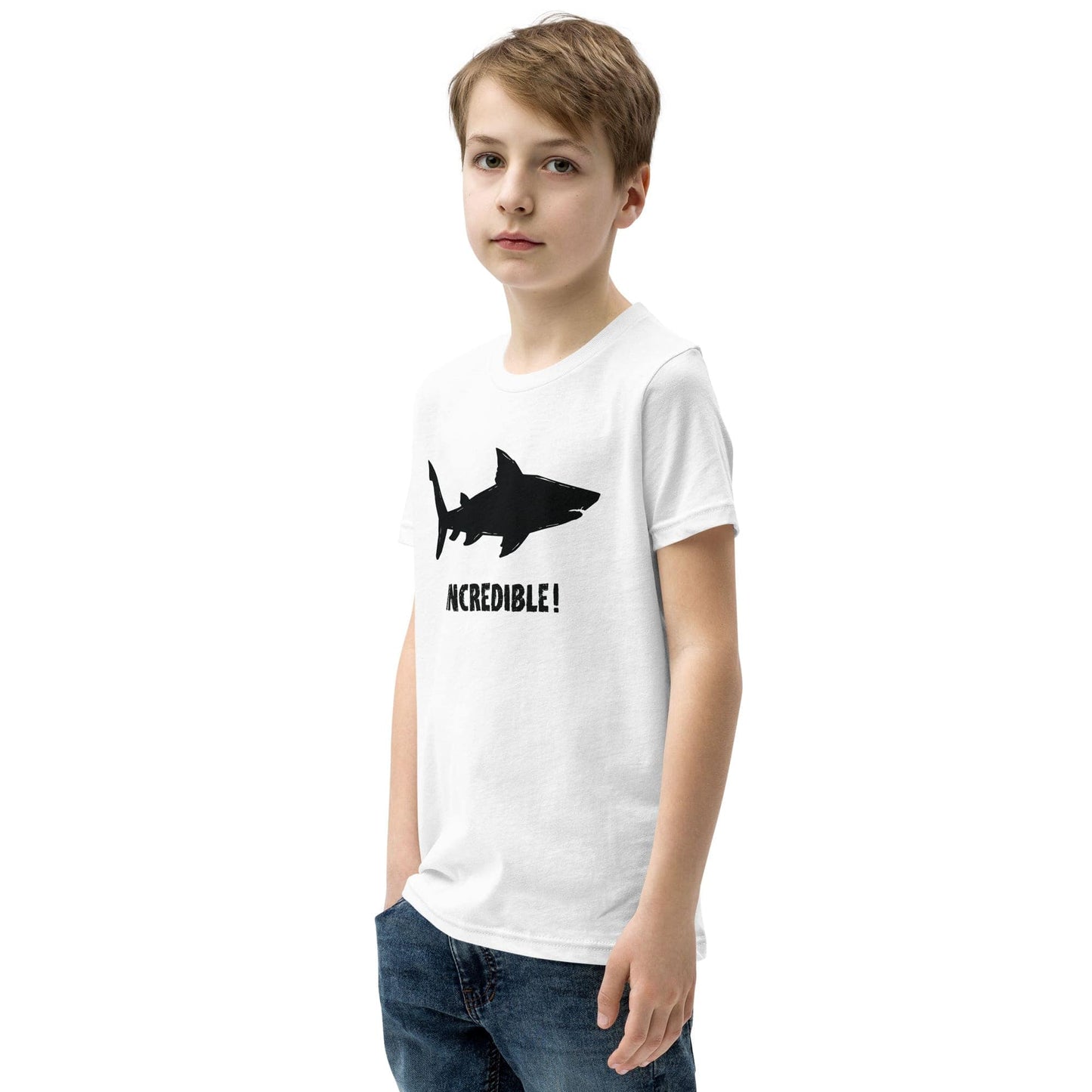 "Sharks Are Incredible!" Shark T-Shirt for Youth/Kids (Black Print)