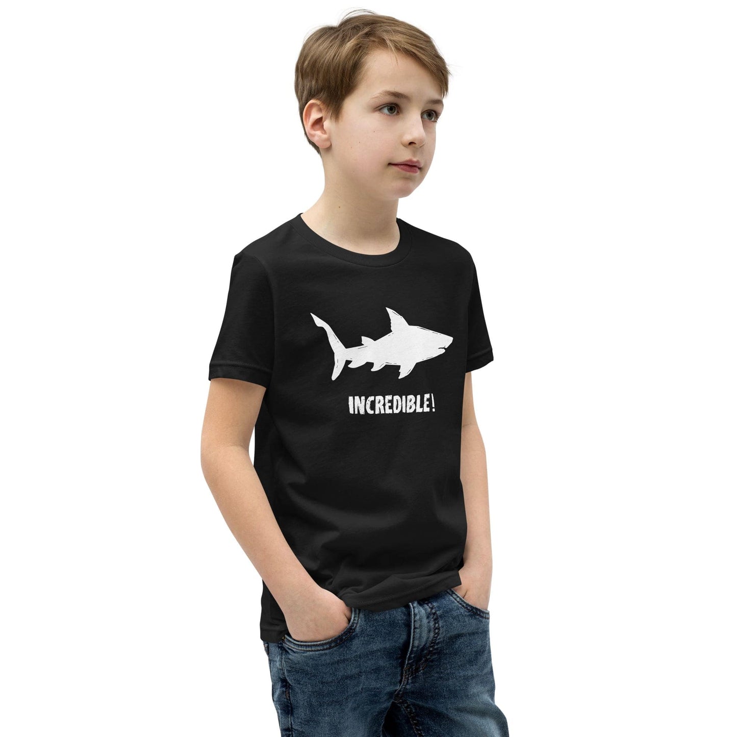 "Sharks Are Incredible" Shark T-Shirt for Youth/Kids (White Print)