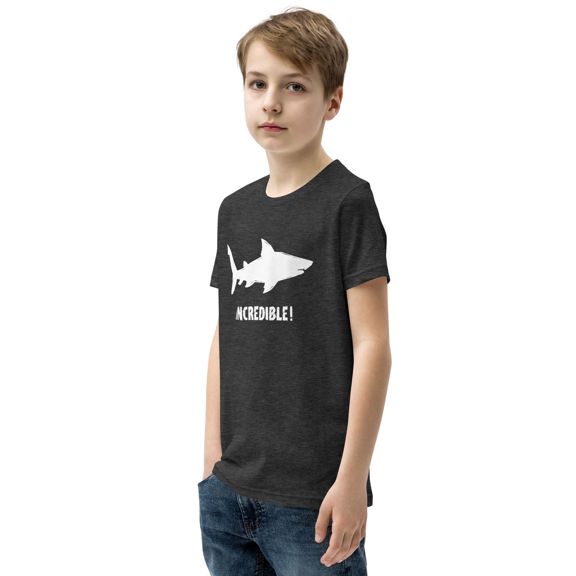 "Sharks Are Incredible" Shark T-Shirt for Youth/Kids (White Print)