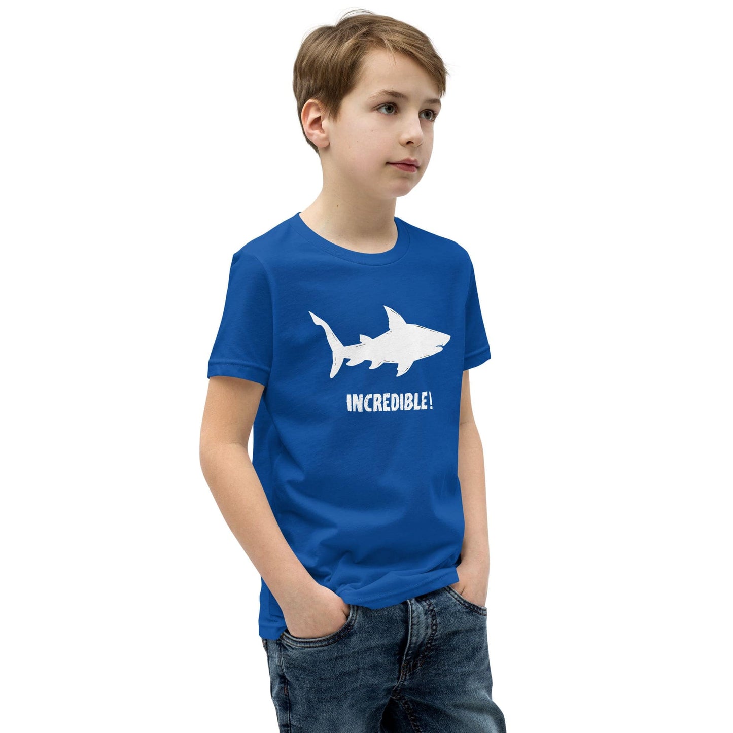 "Sharks Are Incredible" Shark T-Shirt for Youth/Kids (White Print)