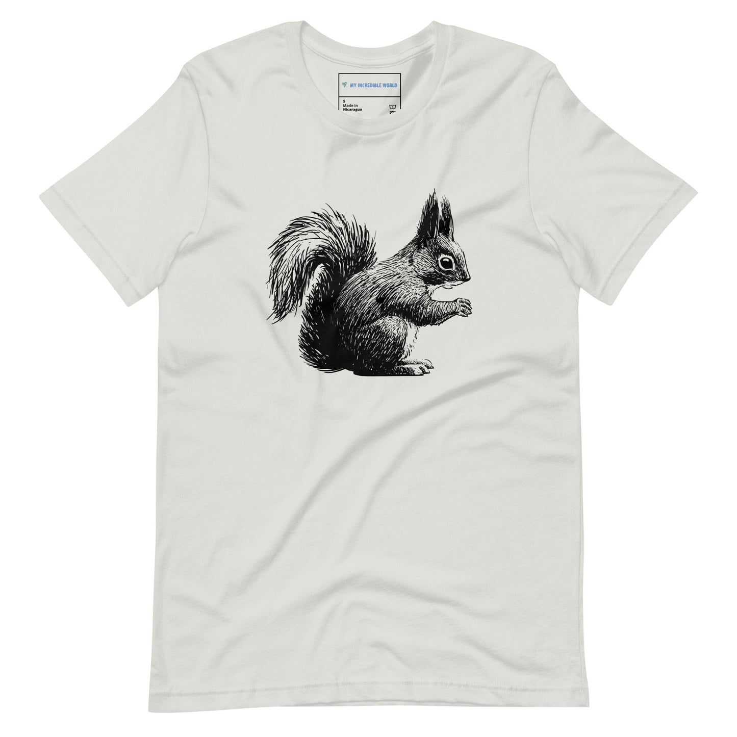 "Gentle Squirrel" Squirrel Sketch T-Shirt (Adult Unisex) Silver / S