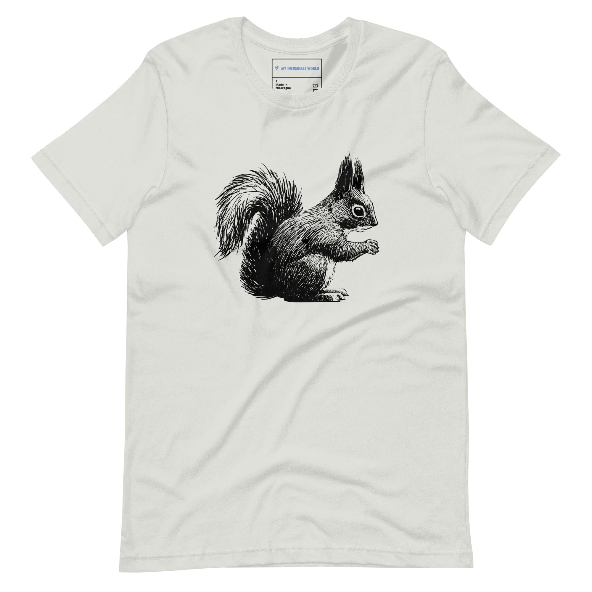 "Gentle Squirrel" Squirrel Sketch T-Shirt (Adult Unisex) Silver / S