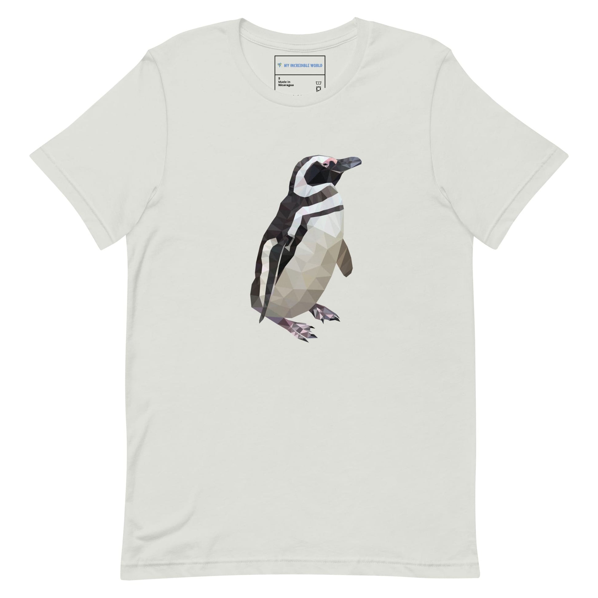 "Low-Poly Penguin" Polygonal Penguin T-Shirt (Adult Unisex) Silver / S