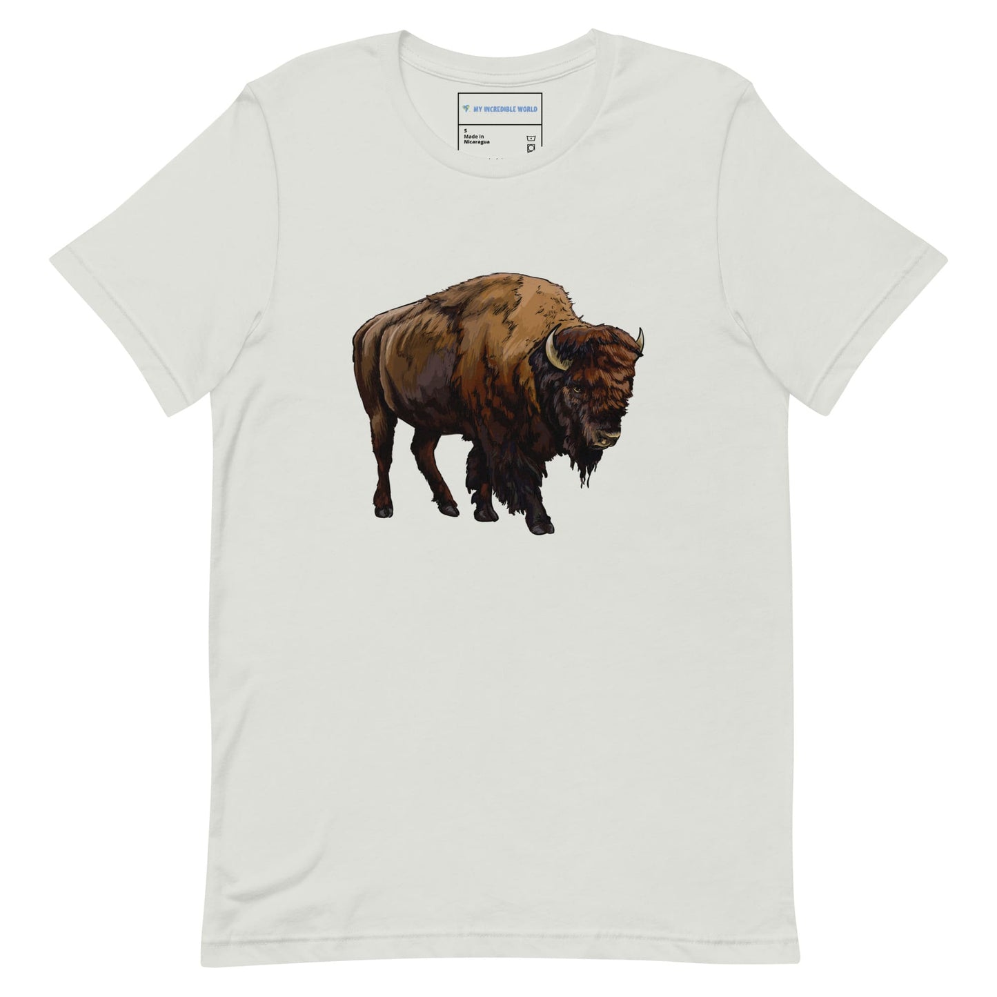 "Watercolor Bison" Bison T-Shirt (Adult Unisex) Silver / S