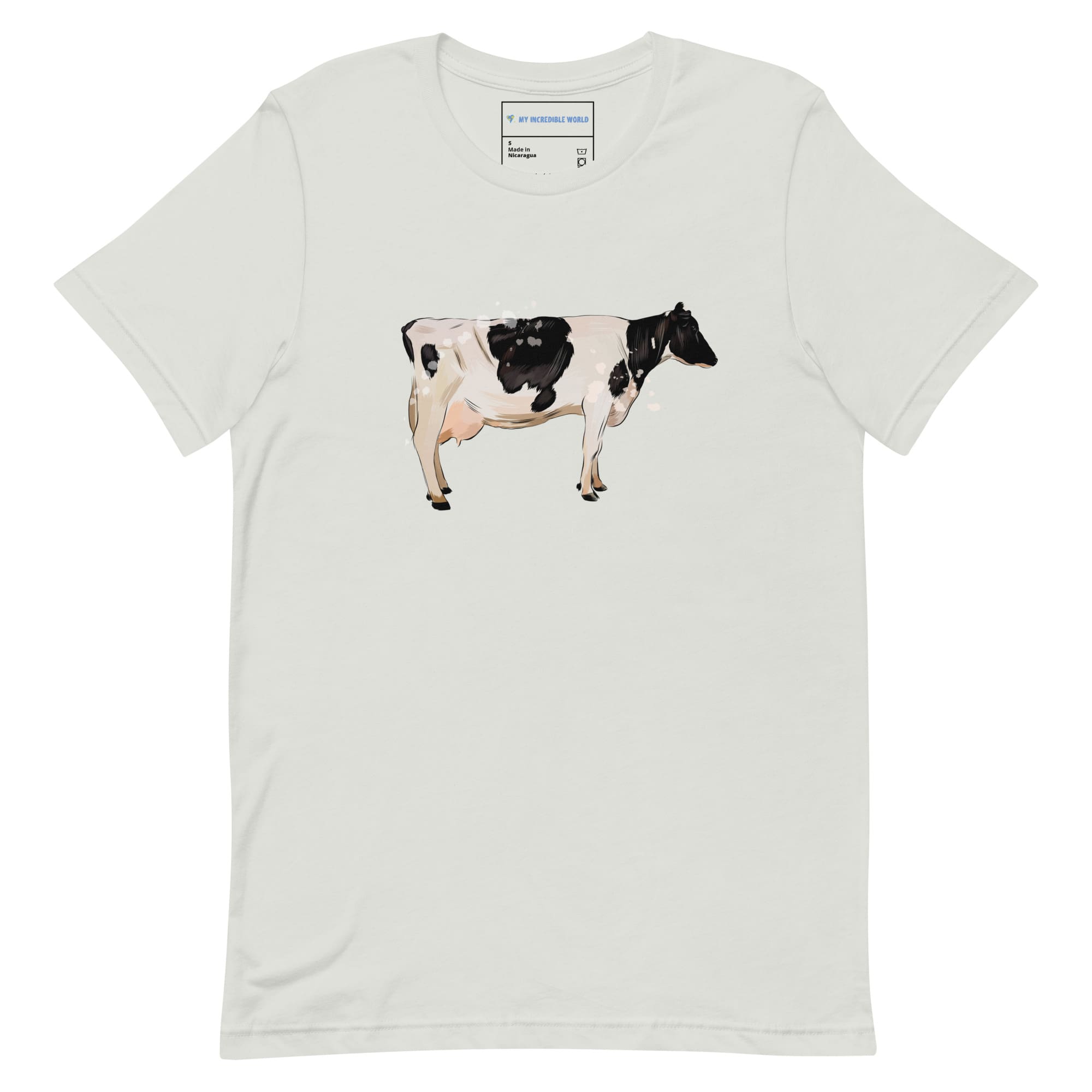 "Watercolor Cow" Cow T-Shirt (Adult Unisex) Silver / S