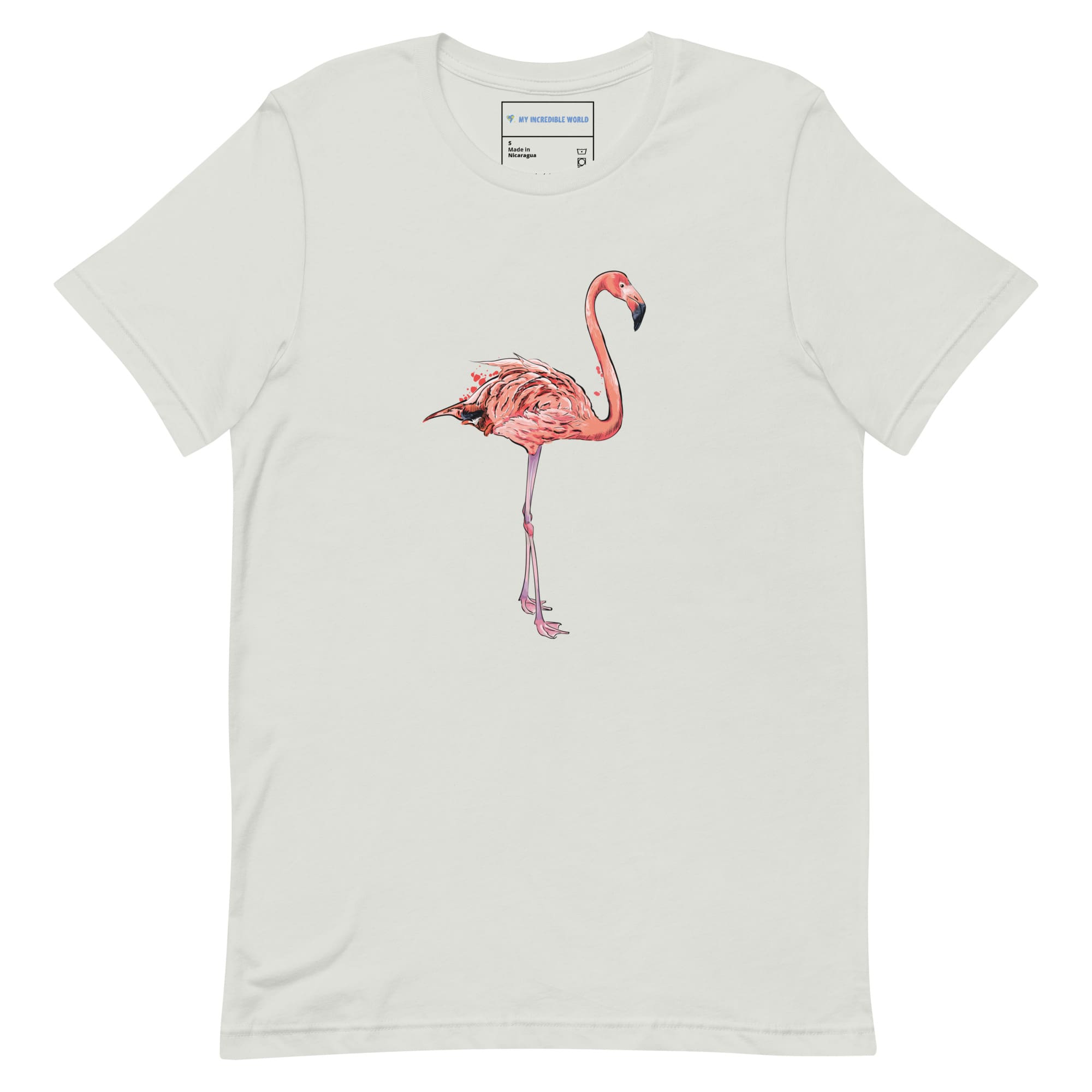 "Watercolor Flamingo" Flamingo T-Shirt (Adult Unisex) Silver / S