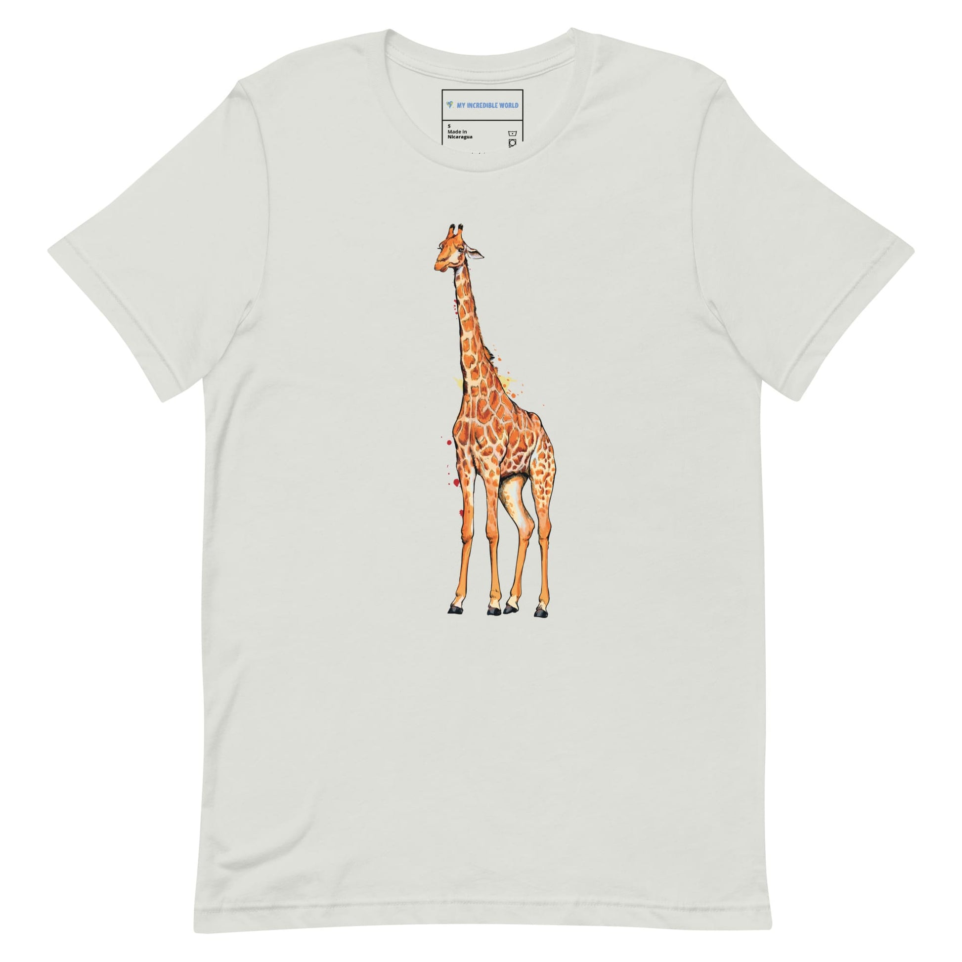 "Watercolor Giraffe" Giraffe T-Shirt (Adult Unisex) Silver / S