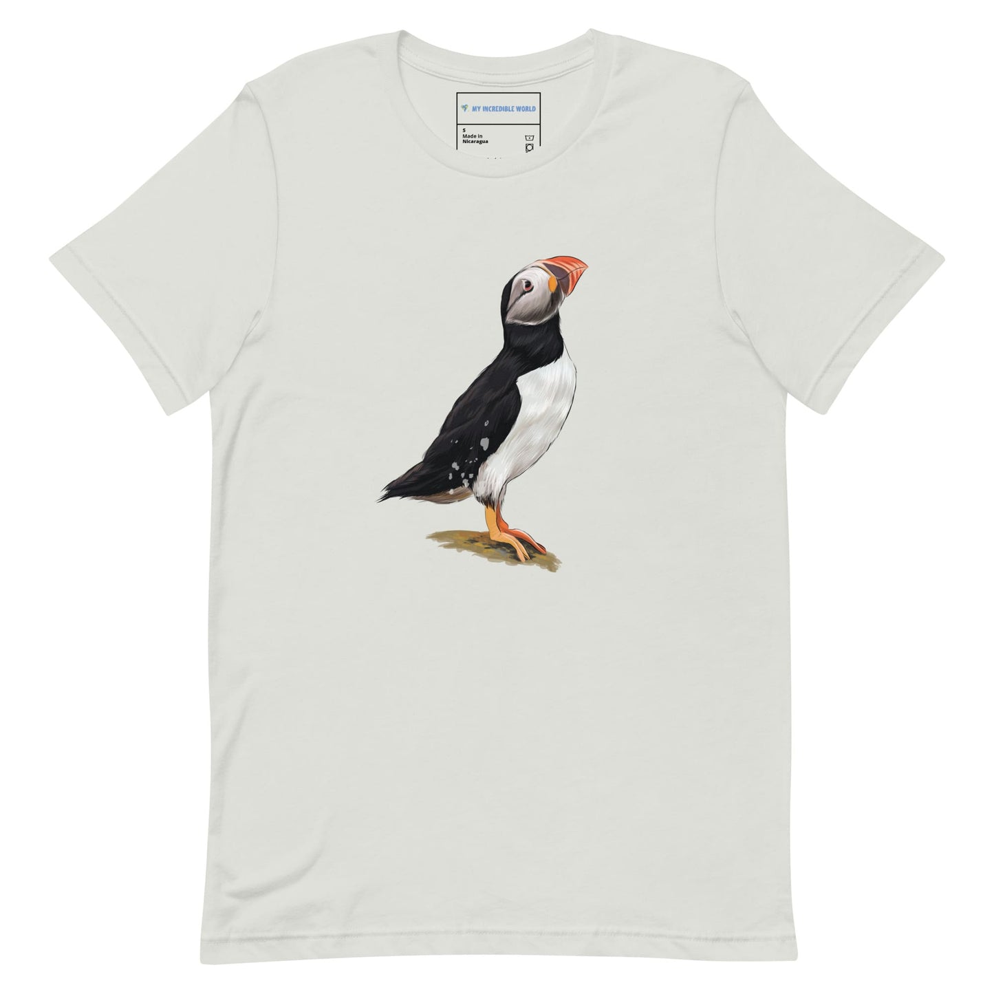 "Watercolor Puffin" Puffin T-Shirt (Adult Unisex) Silver / S