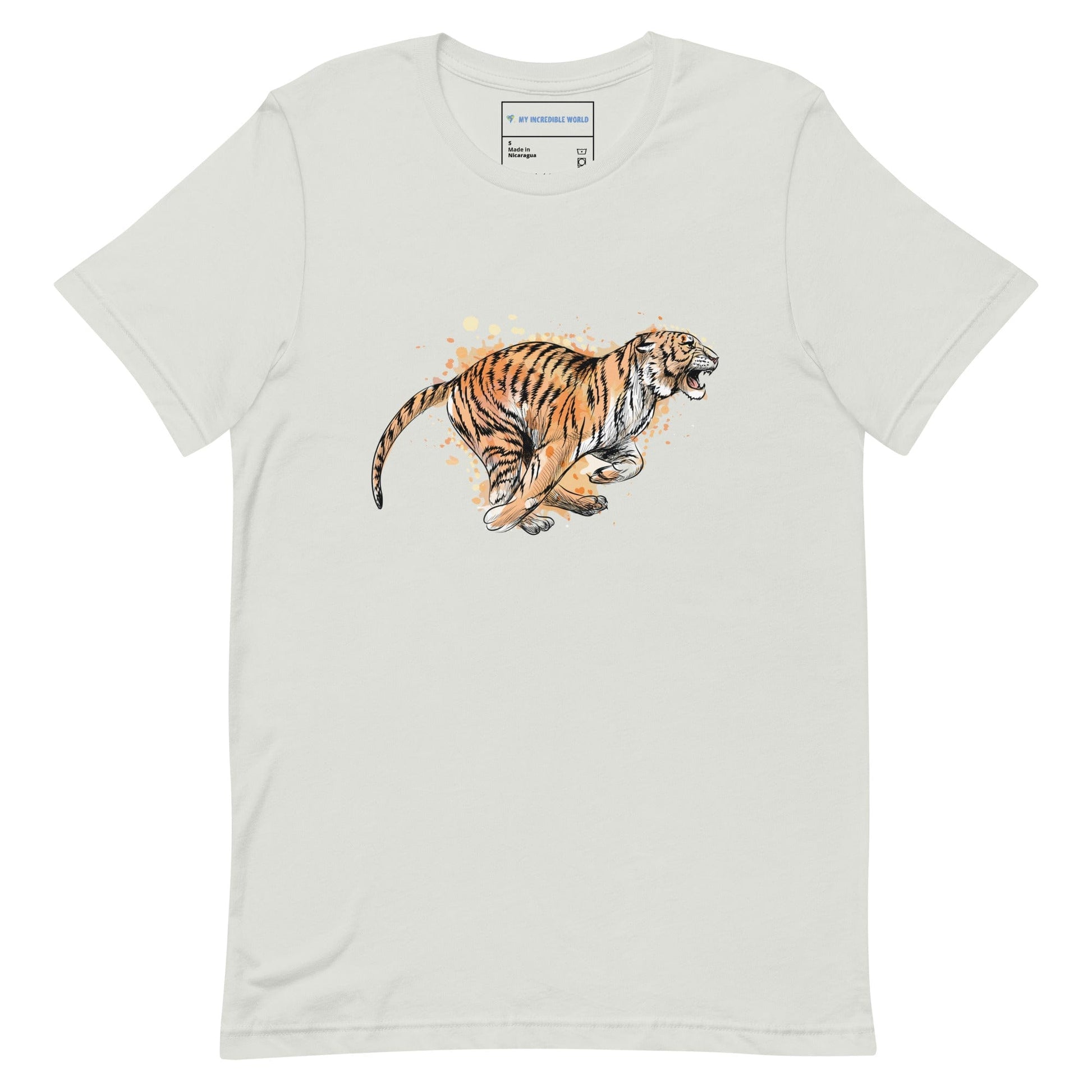 "Watercolor Tiger" Tiger T-Shirt (Adult Unisex) Silver / S