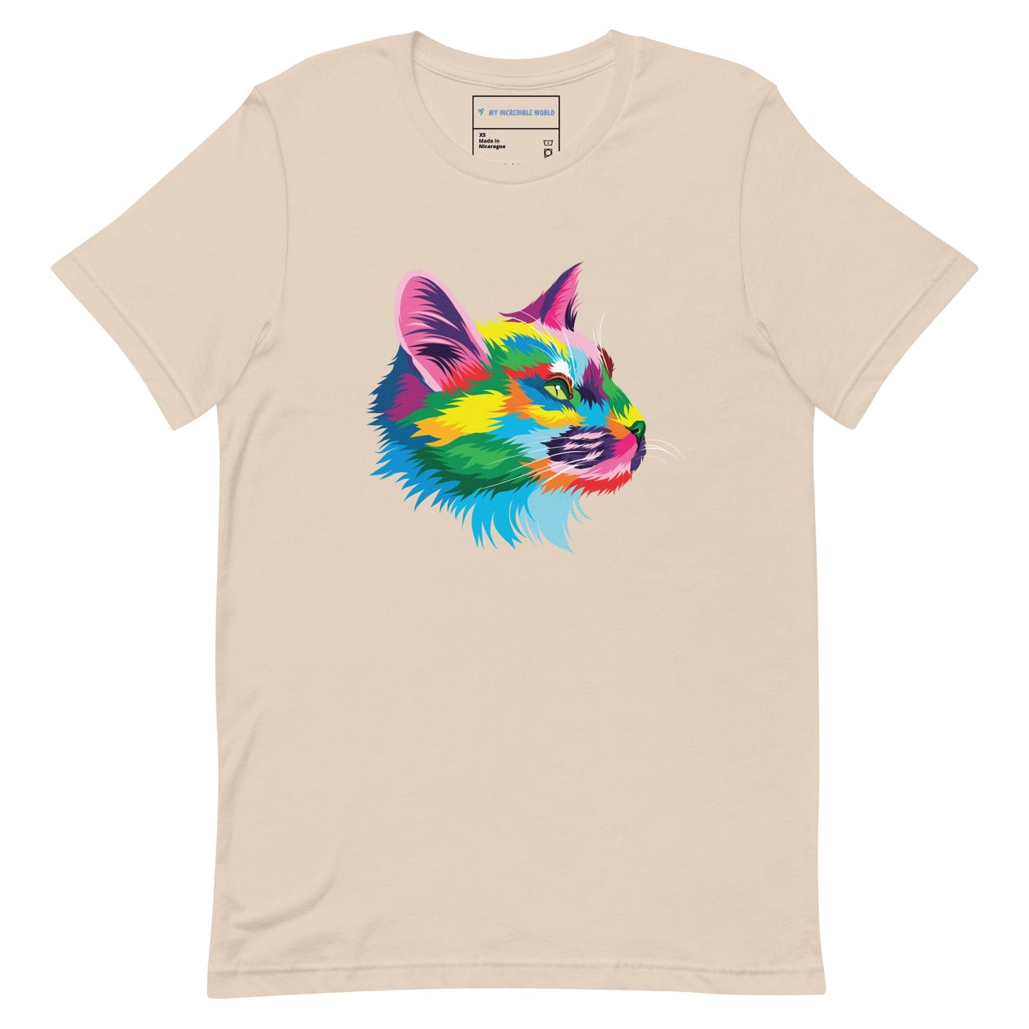 "Rainbow Cat" Cat Profile T-Shirt (Adult Unisex) (The Rainbow Collection) Soft Cream / XS