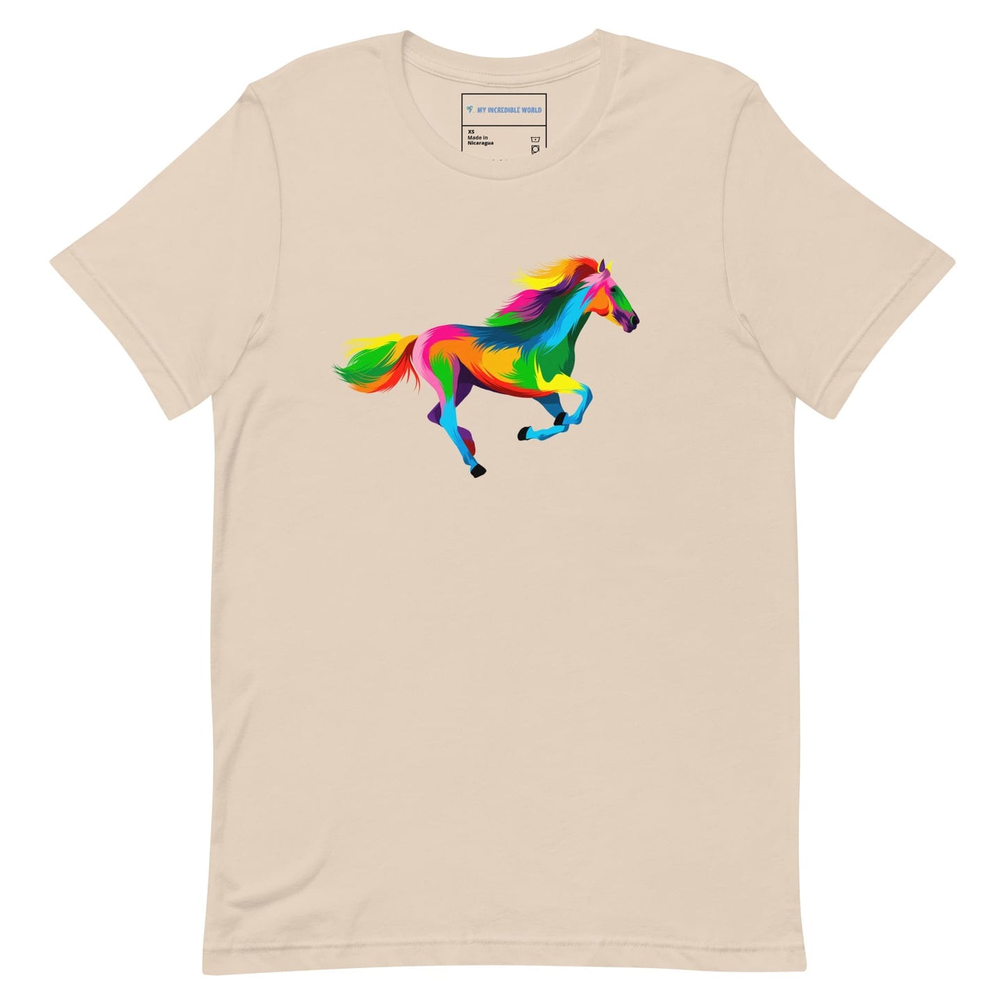 "Rainbow Horse" Galloping Horse T-Shirt (Adult Unisex) (The Rainbow Collection) Soft Cream / XS