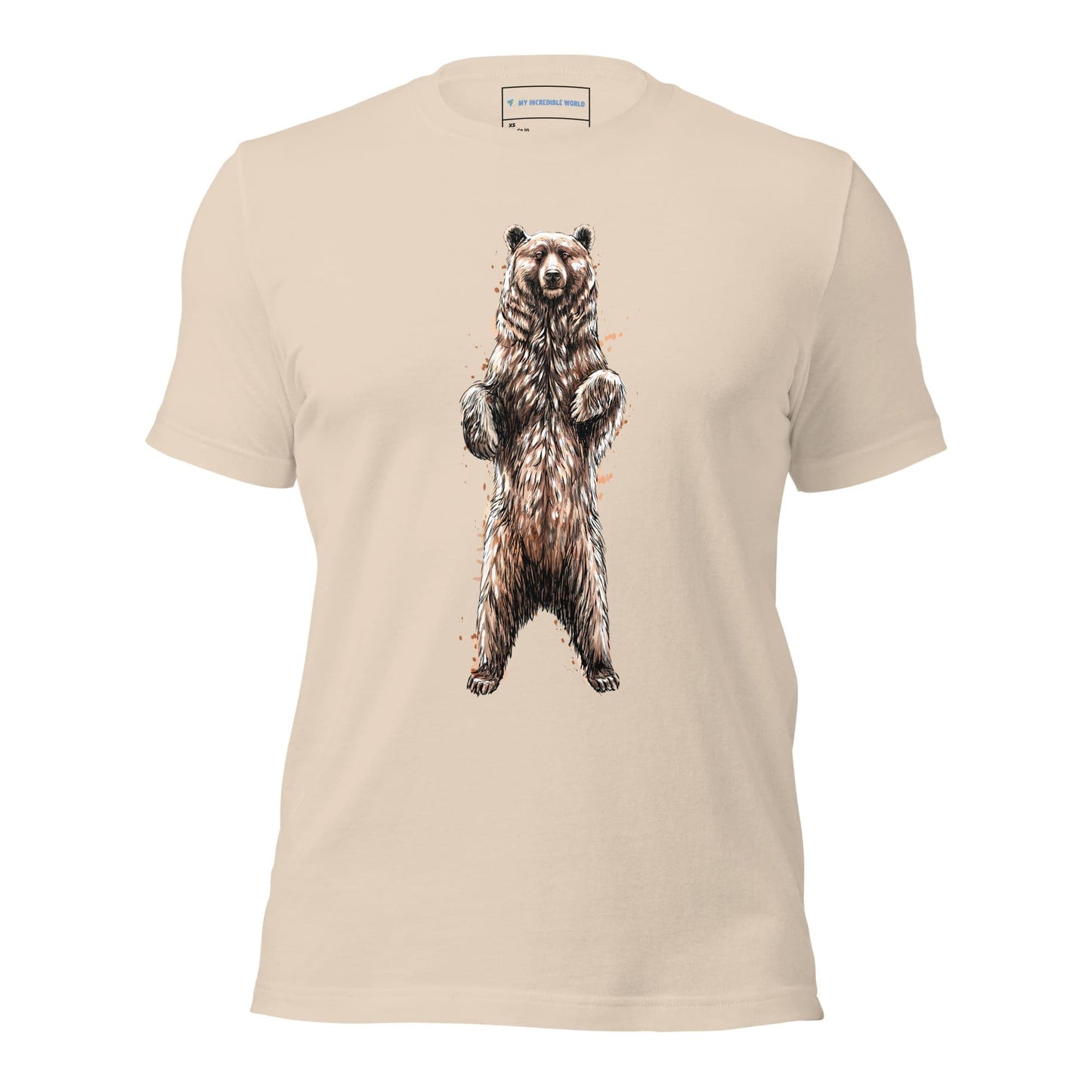 "Watercolor Brown Bear" Bear T-Shirt (Adult Unisex) Soft Cream / XS