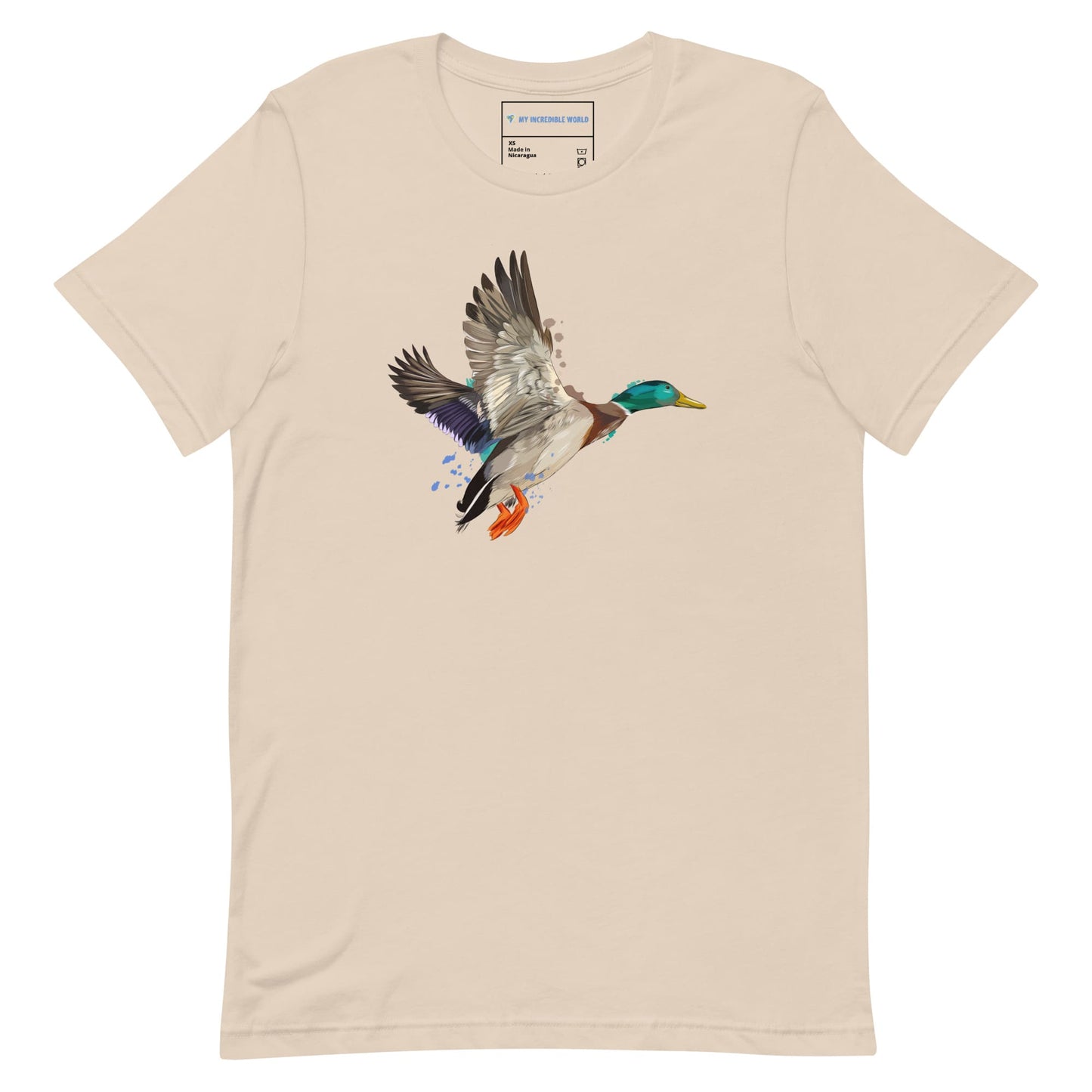 "Watercolor Duck" Mallard Duck T-Shirt (Adult Unisex) Soft Cream / XS