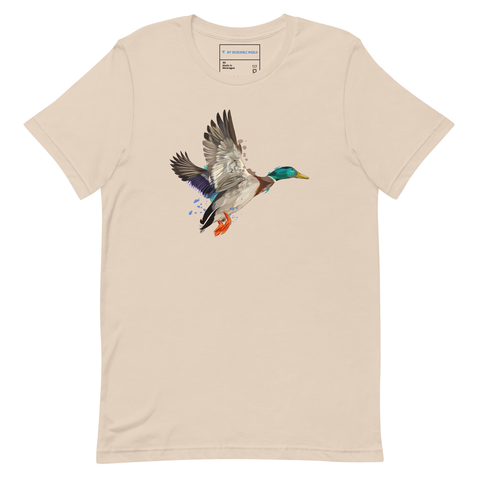 "Watercolor Duck" Mallard Duck T-Shirt (Adult Unisex) Soft Cream / XS