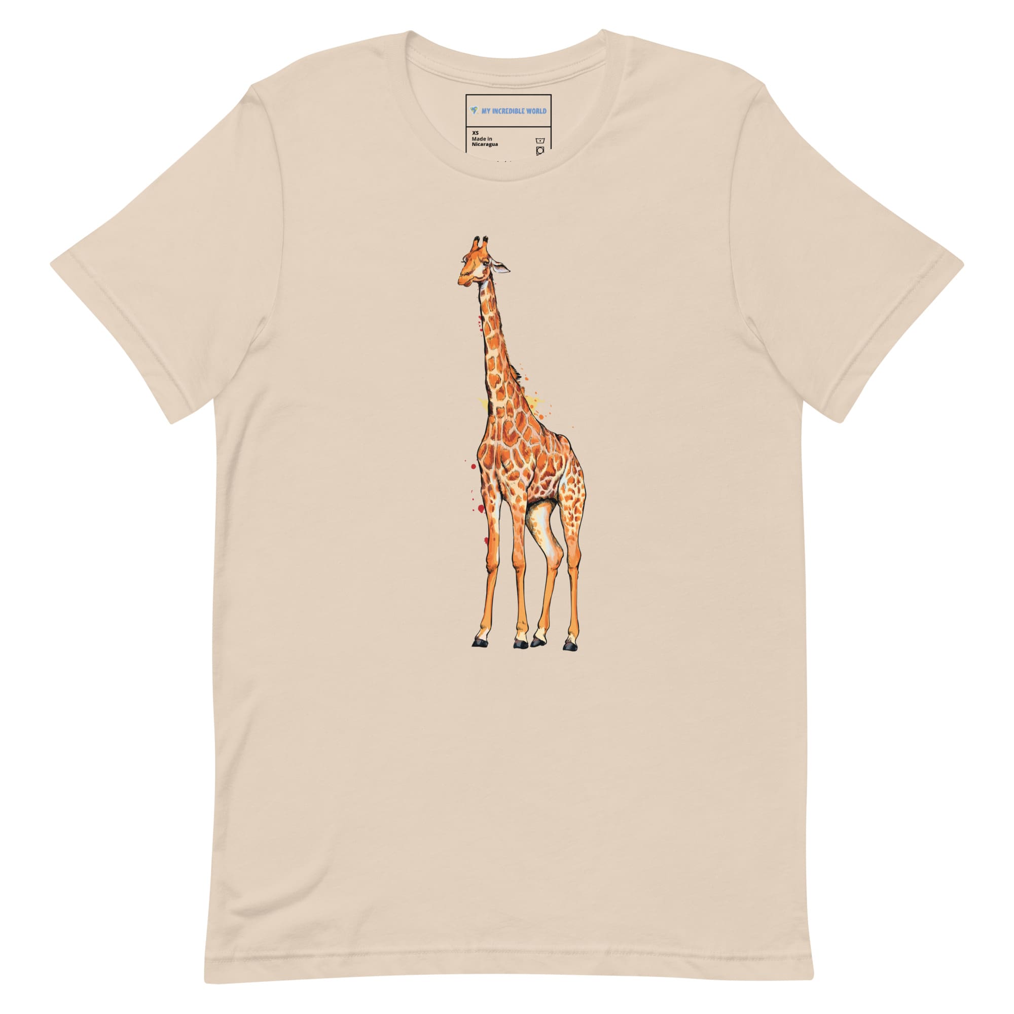 "Watercolor Giraffe" Giraffe T-Shirt (Adult Unisex) Soft Cream / XS