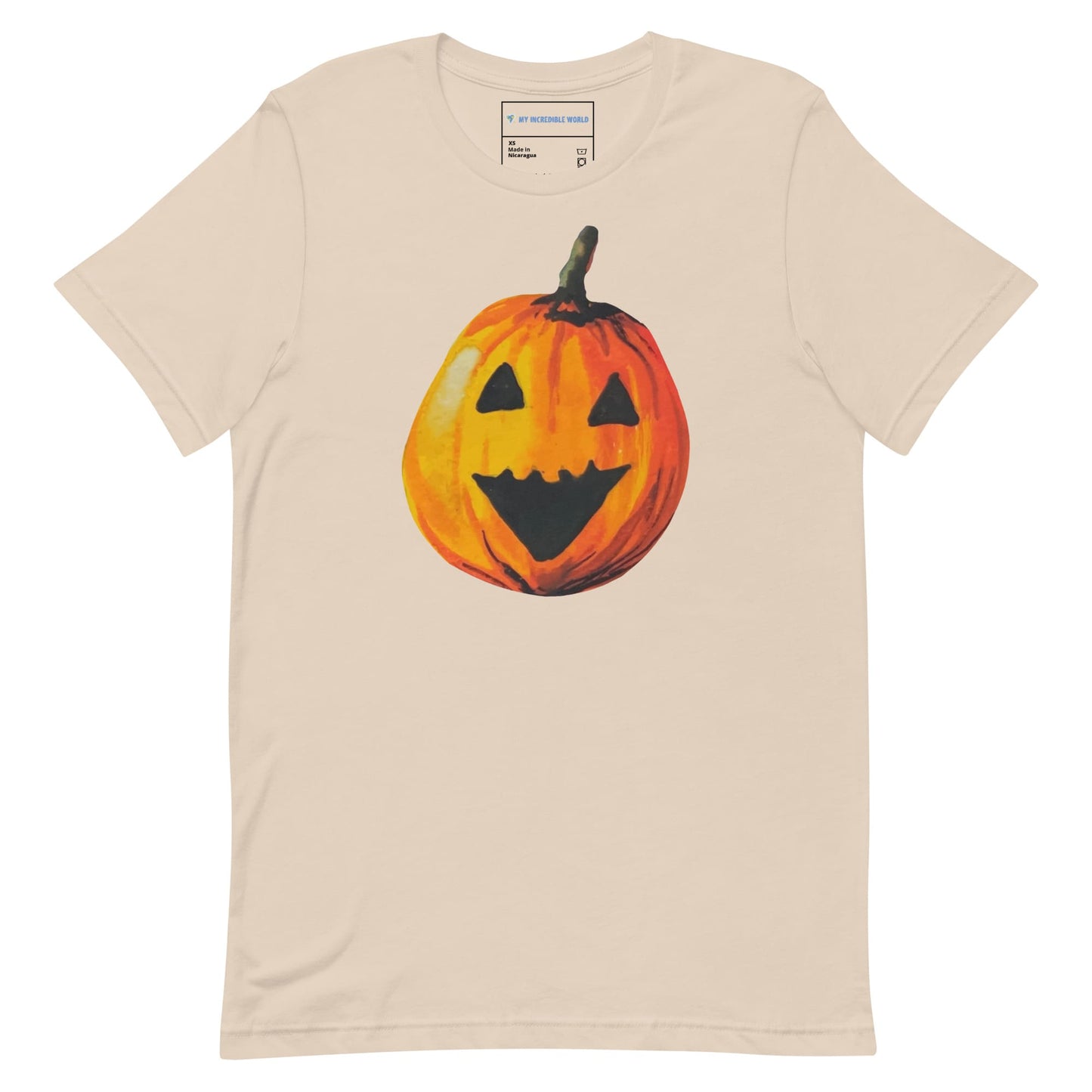 "Watercolor Jack-o-Lantern" Pumpkin T-Shirt (Adult Unisex) Soft Cream / XS