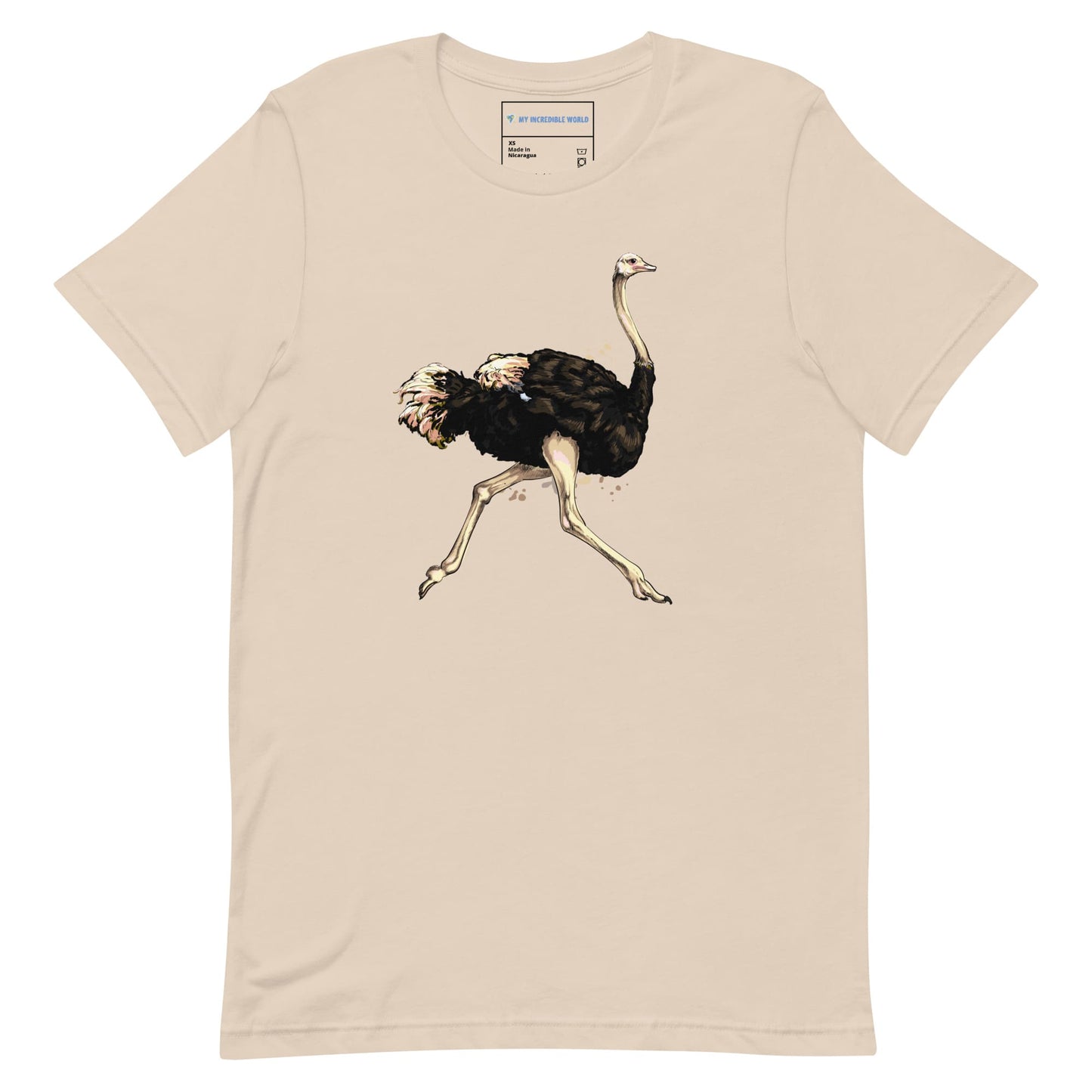 "Watercolor Ostrich" Ostrich T-Shirt (Adult Unisex) Soft Cream / XS