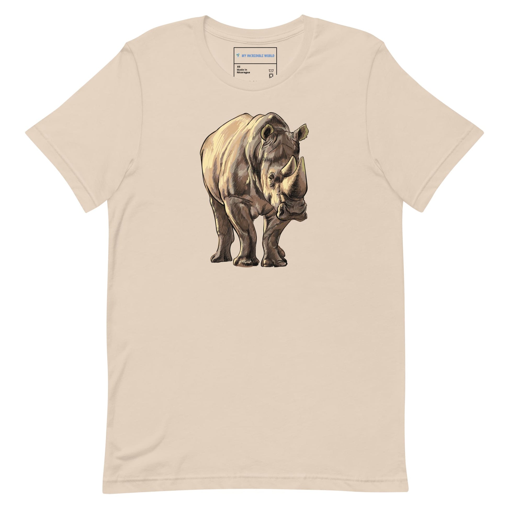 "Watercolor Rhinoceros" Rhino T-Shirt (Adult Unisex) Soft Cream / XS