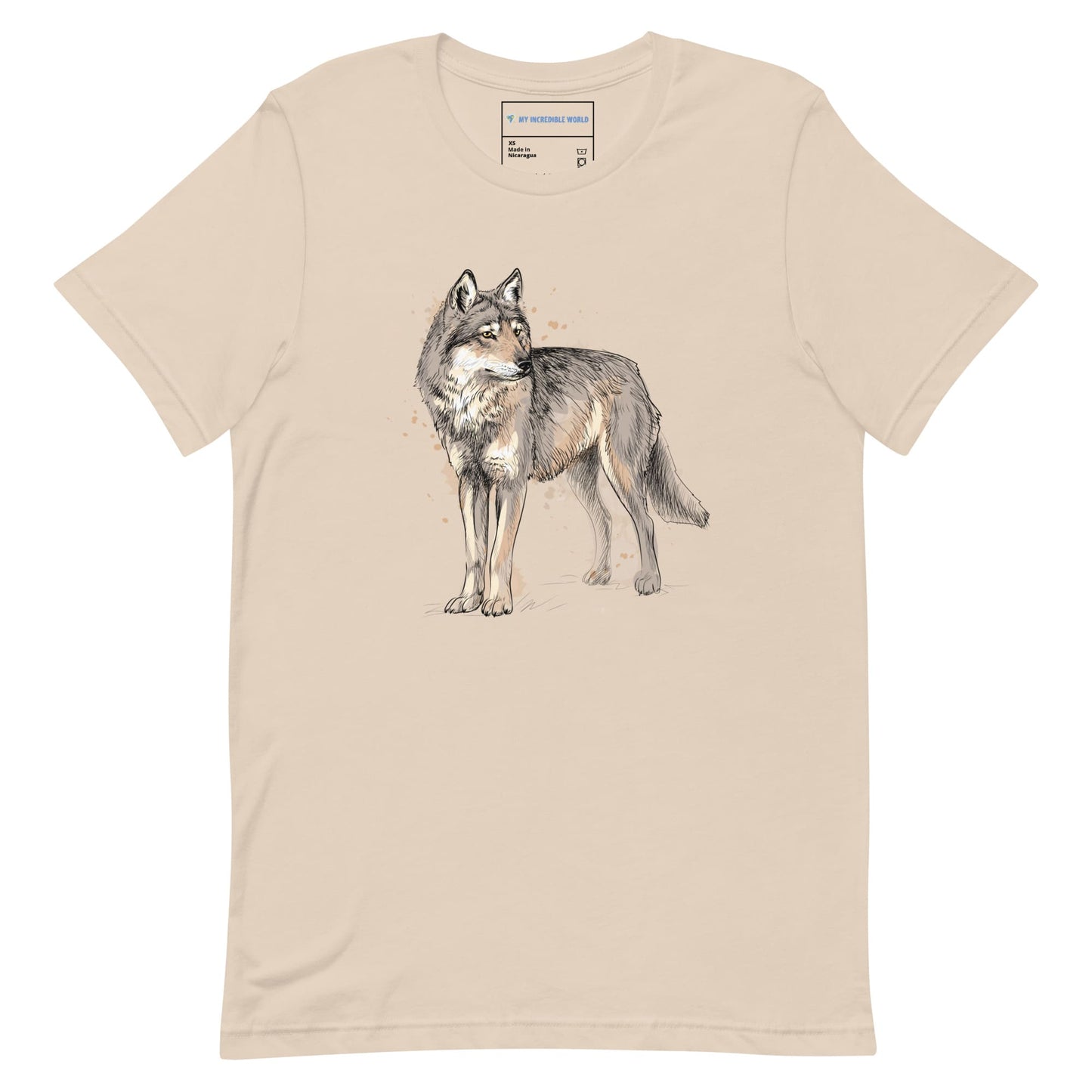 "Watercolor Wolf" Wolf T-Shirt (Adult Unisex) Soft Cream / XS