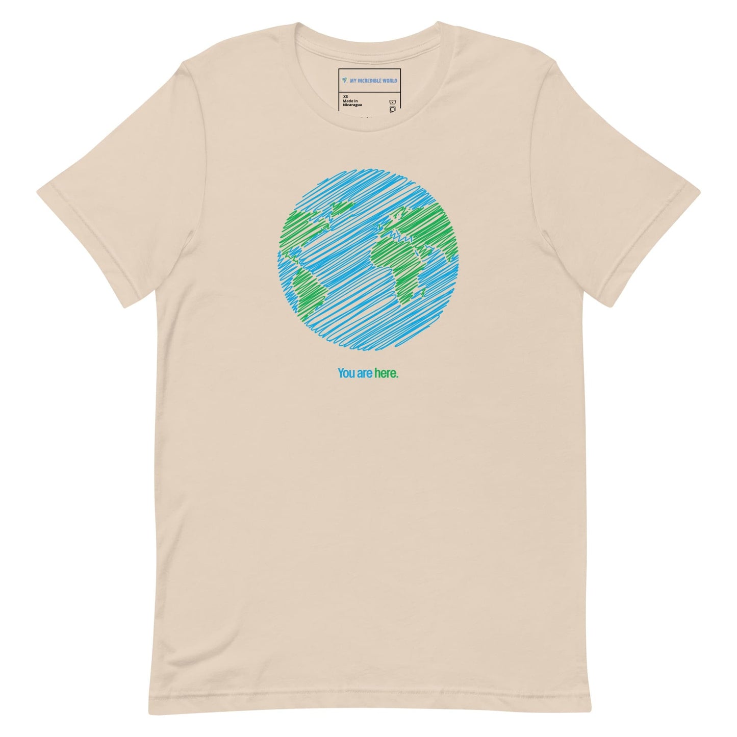 "You Are Here" Planet Earth Sketch T-Shirt (Adult Unisex) Soft Cream / XS