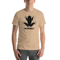 "Frogs Are Incredible" Frog T-Shirt - Black Print (Adult Unisex/Men's) Tan / XS