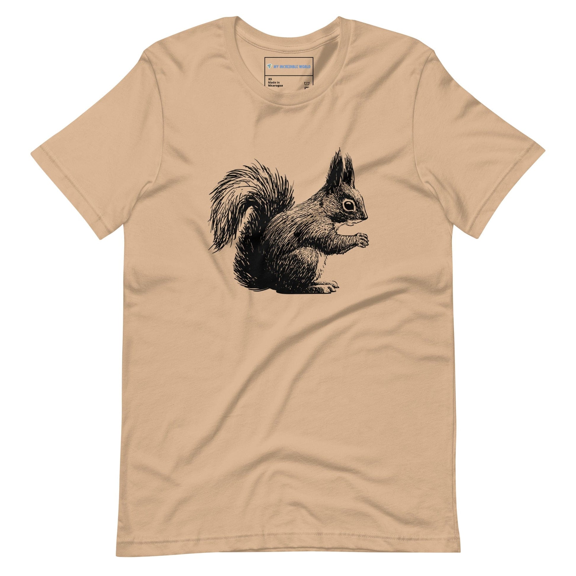 "Gentle Squirrel" Squirrel Sketch T-Shirt (Adult Unisex) Tan / XS