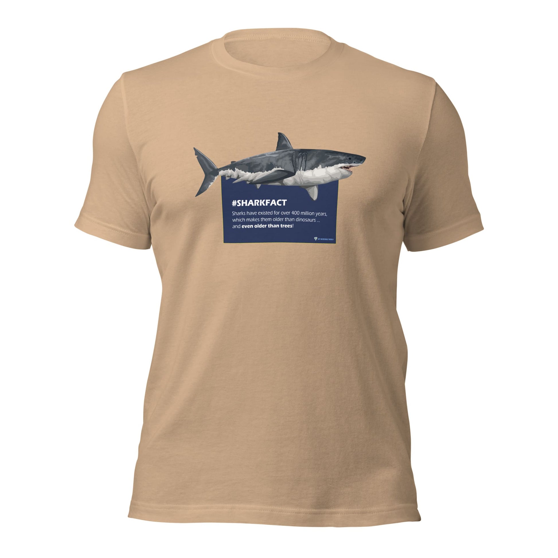 "#SHARKFACT Sharks Are Older Than Trees" Shark T-Shirt (Adult Unisex/Men's) Tan / XS