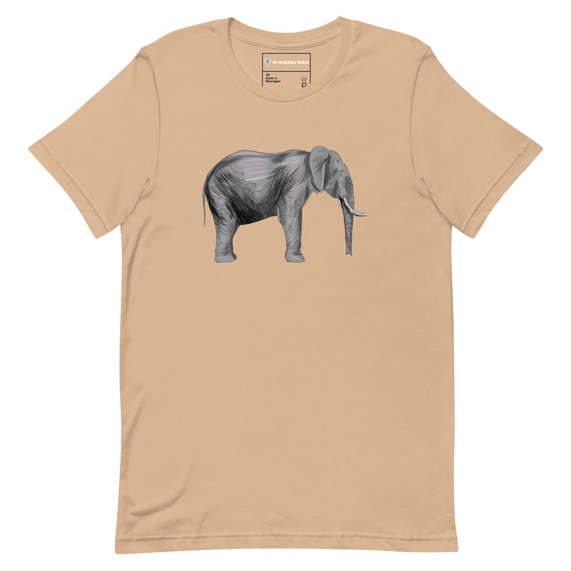 "Watercolor Elephant" Elephant T-Shirt (Adult Unisex) Tan / XS