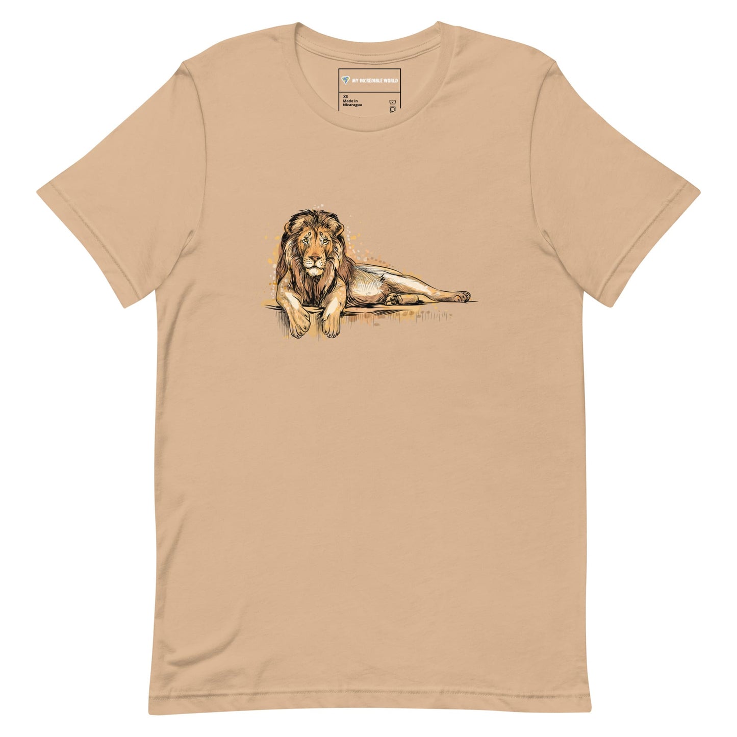 "Watercolor Lion" Lion T-Shirt (Adult Unisex) Tan / XS