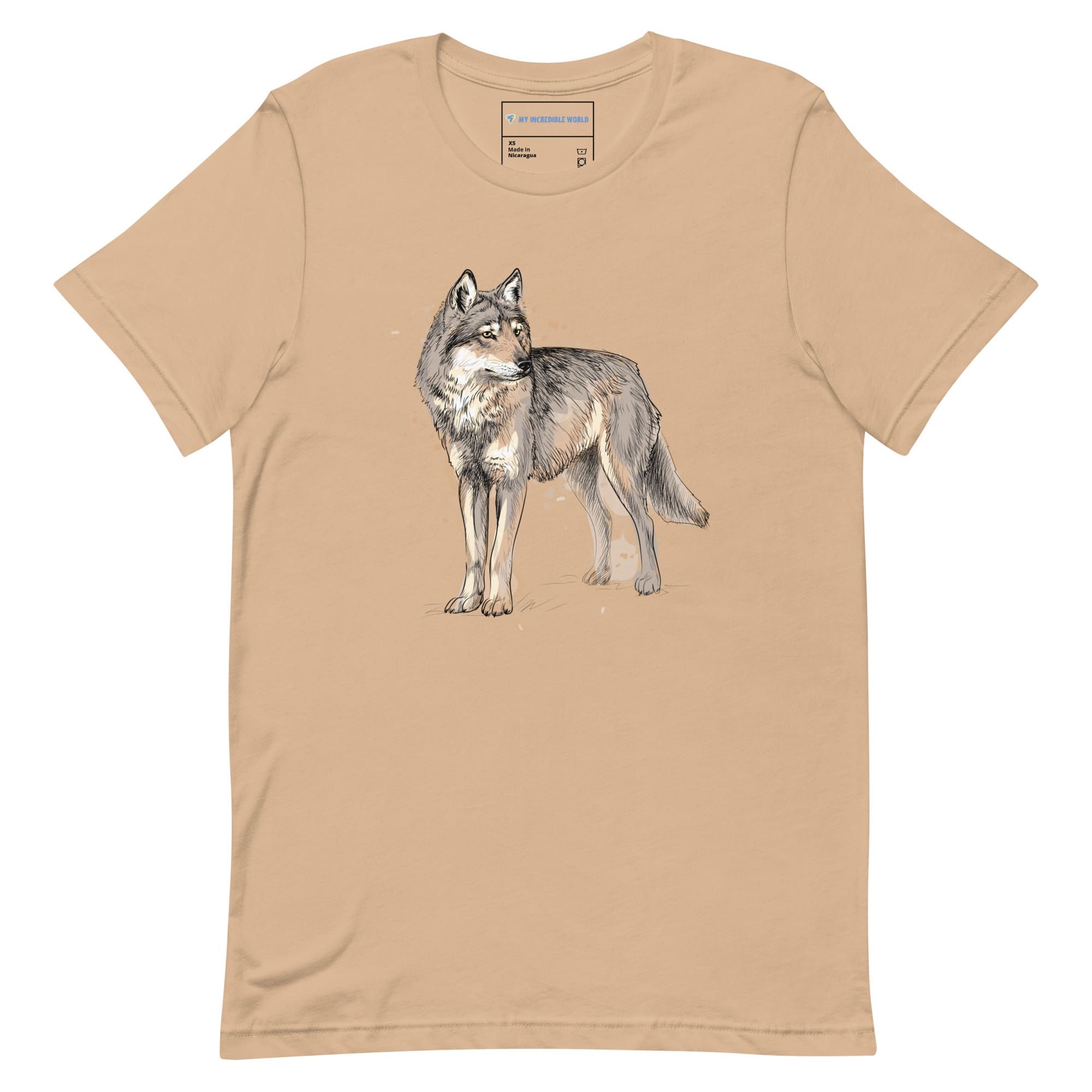 "Watercolor Wolf" Wolf T-Shirt (Adult Unisex) Tan / XS